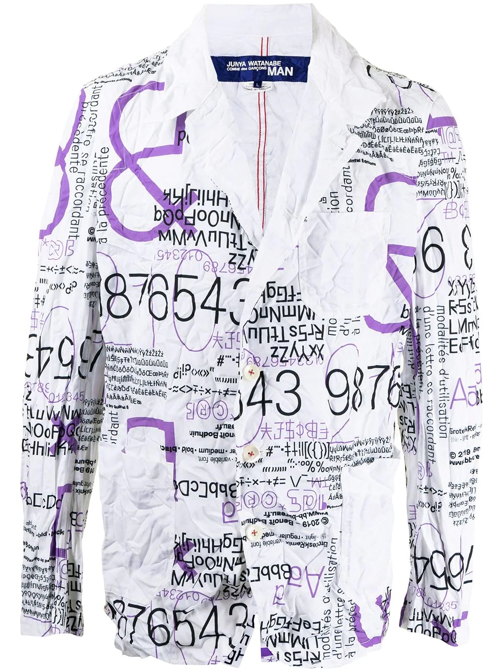 typography-print creased blazer - 1