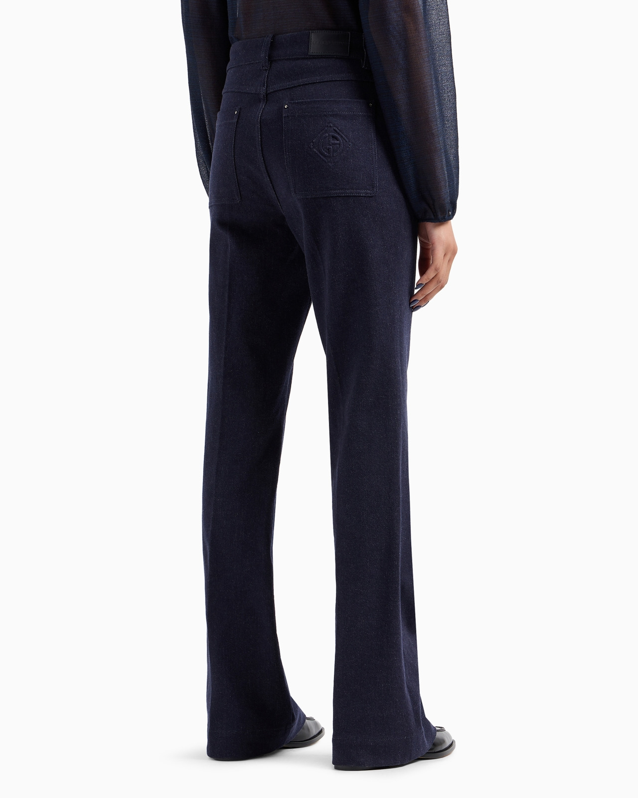 Denim Collection stretch cotton denim five-pocket flared trousers - 3