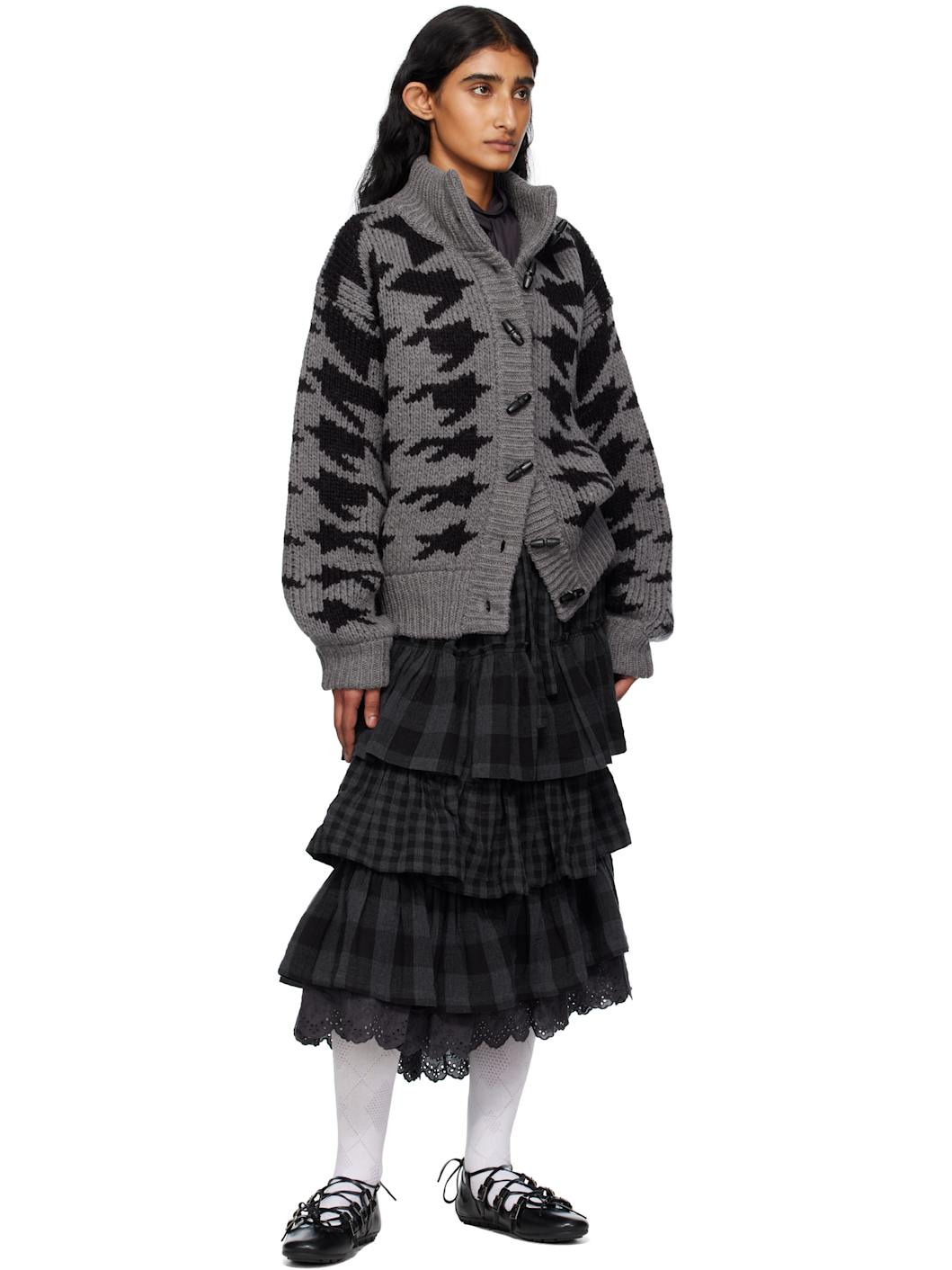 Gray Hound's Tooth Star Cowichan Cardigan - 4