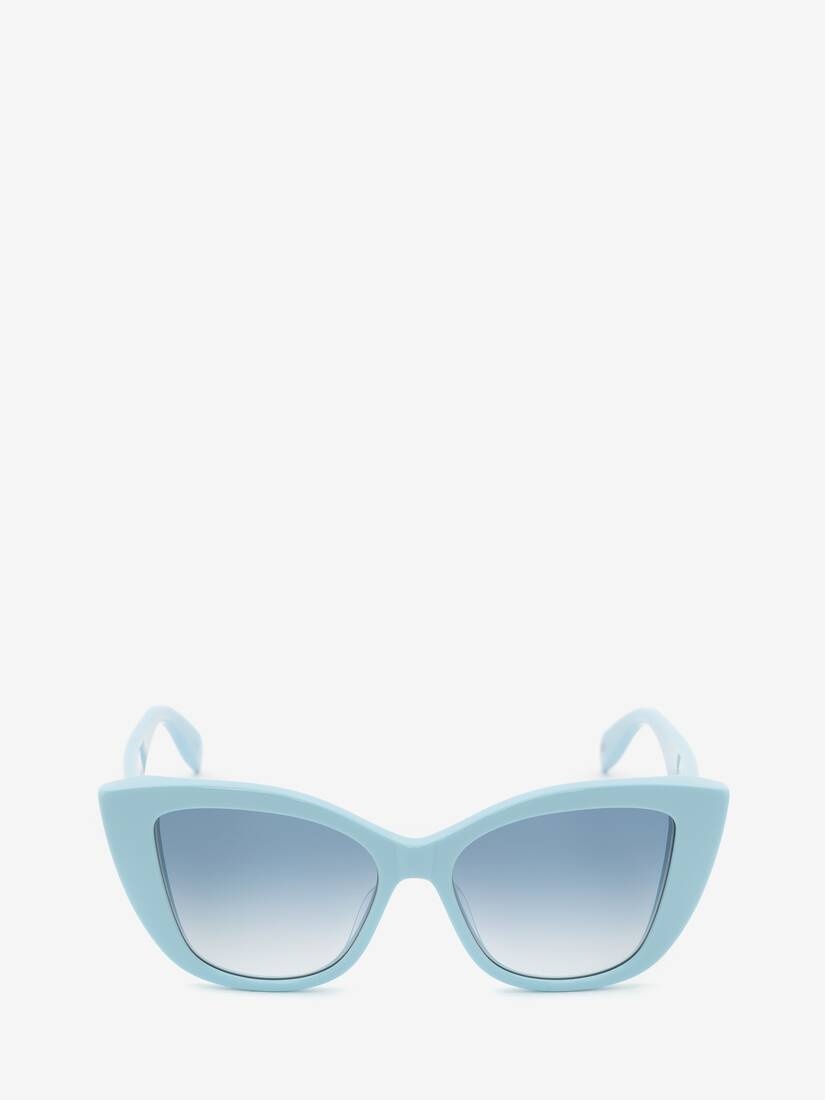 Women's McQueen Graffiti Cat-eye Sunglasses in Light Blue - 1