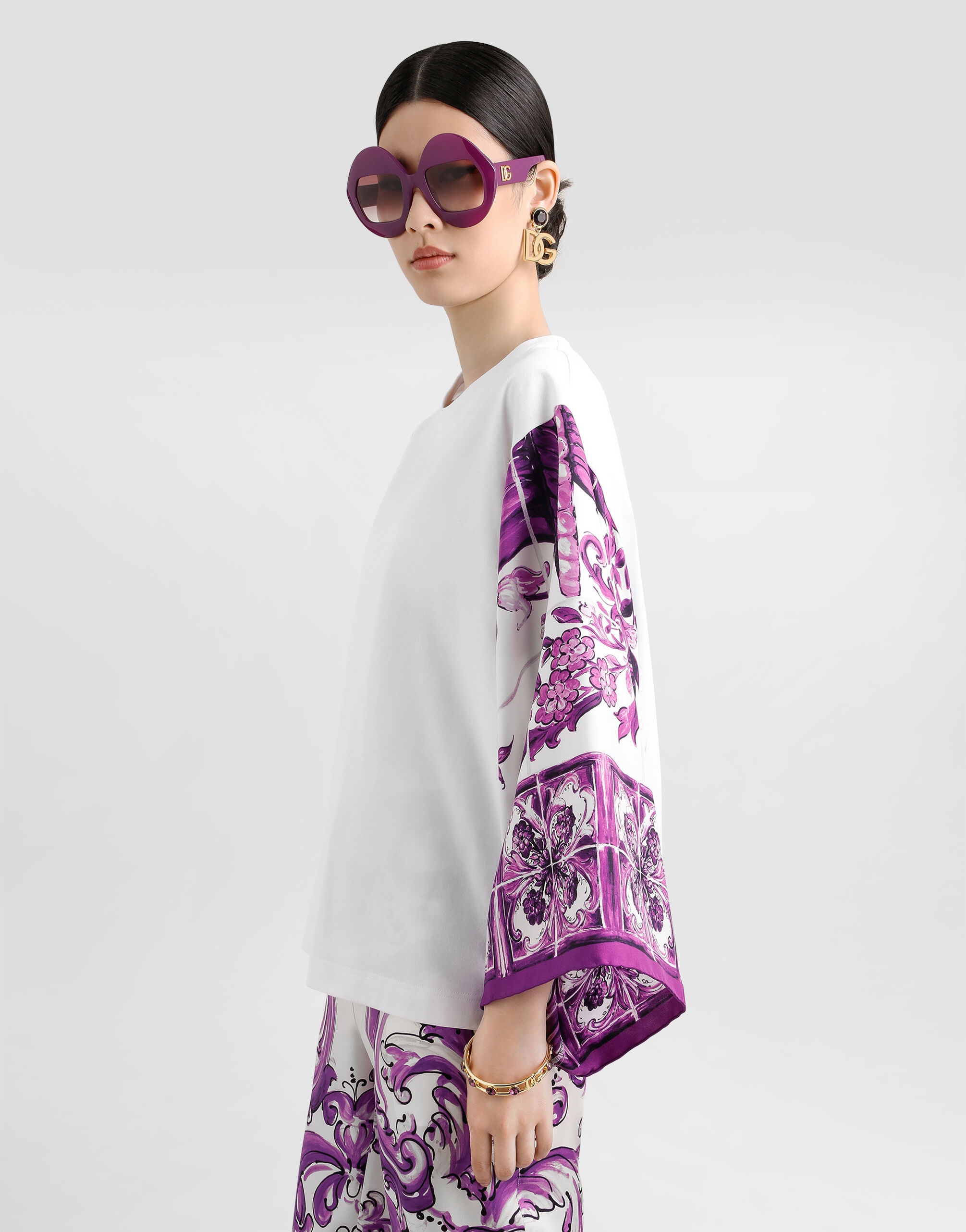 T-shirt with silk foulard sleeves - 4