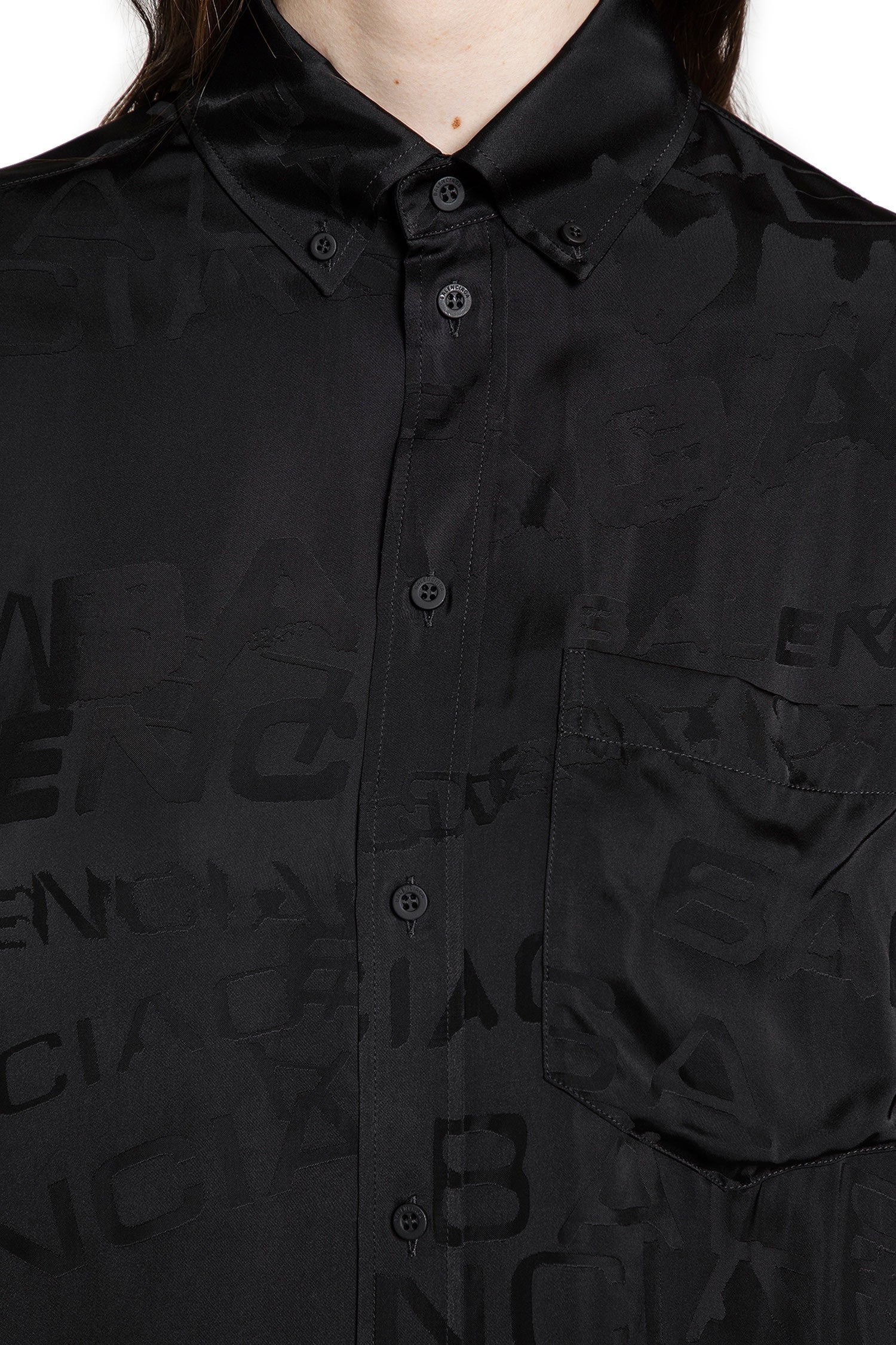 Logo Jacquard Satin Shirt - 4