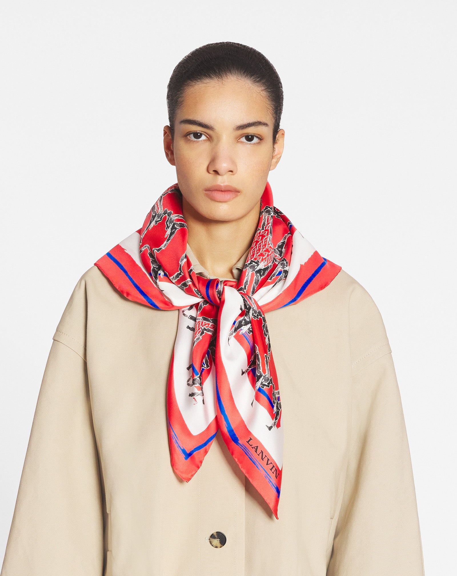 SILK SCARF WITH A SPORTS PRINT - 3