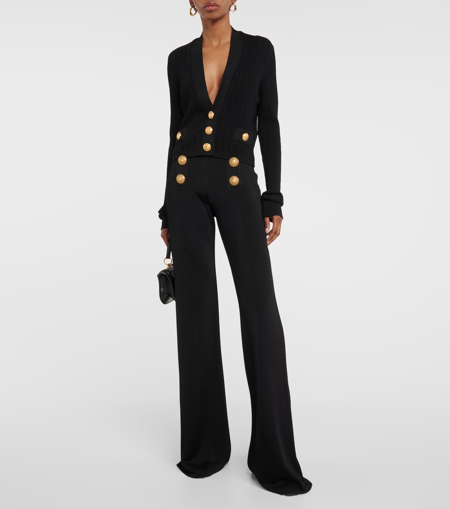 High-rise flared knit pants - 2