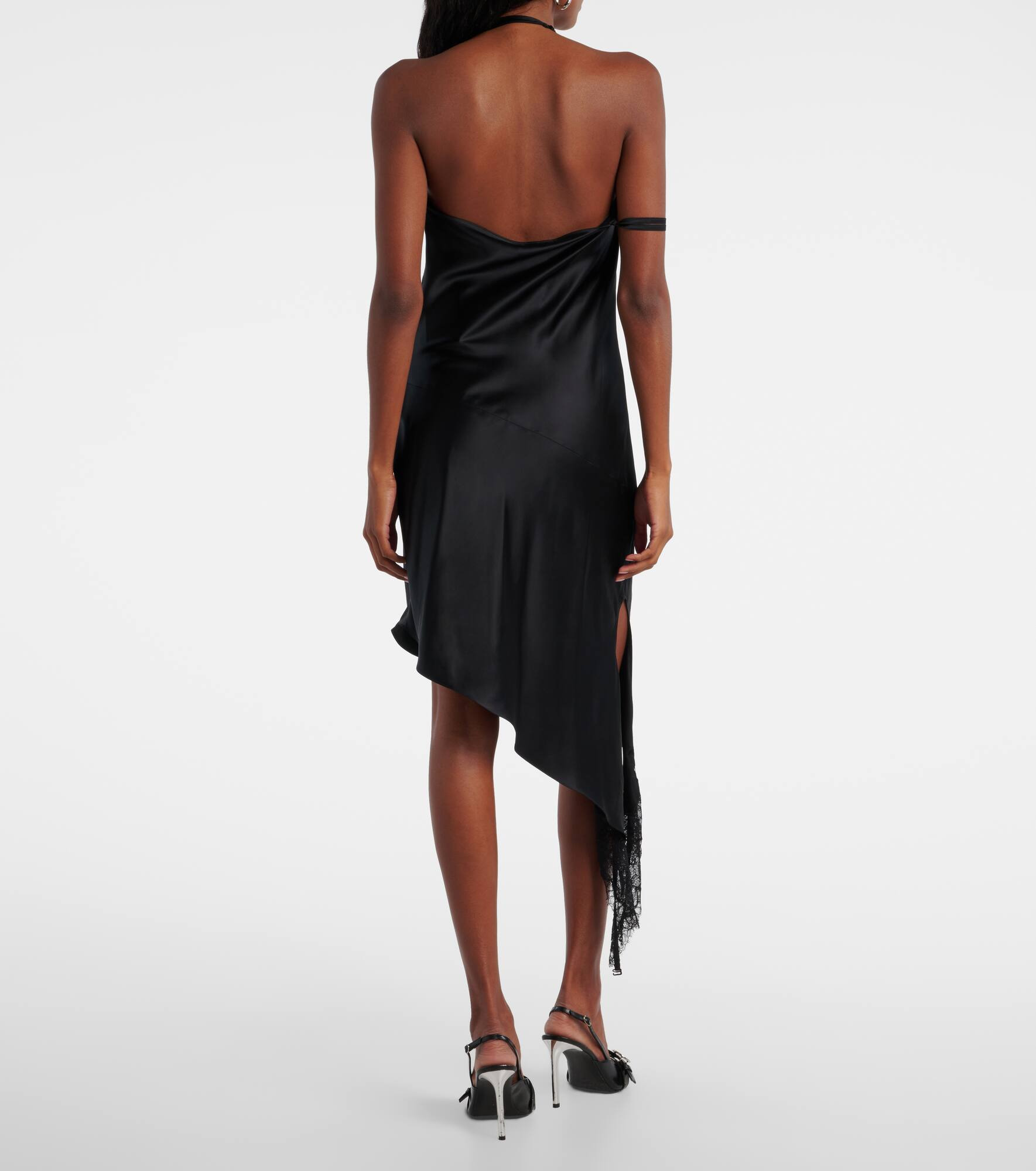 Undressed lace-trimmed satin minidress - 3