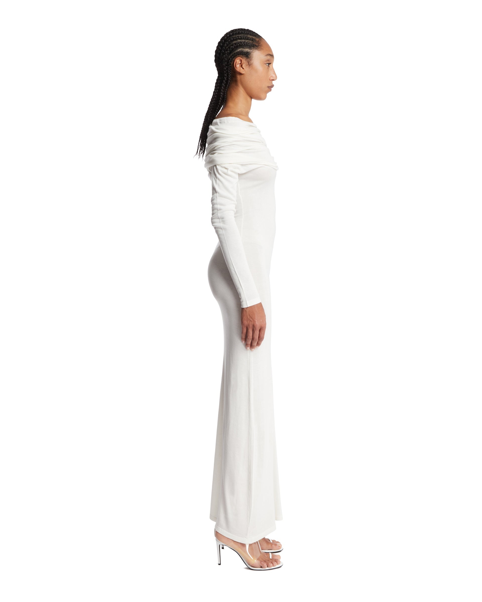 White Draped Dress - 5