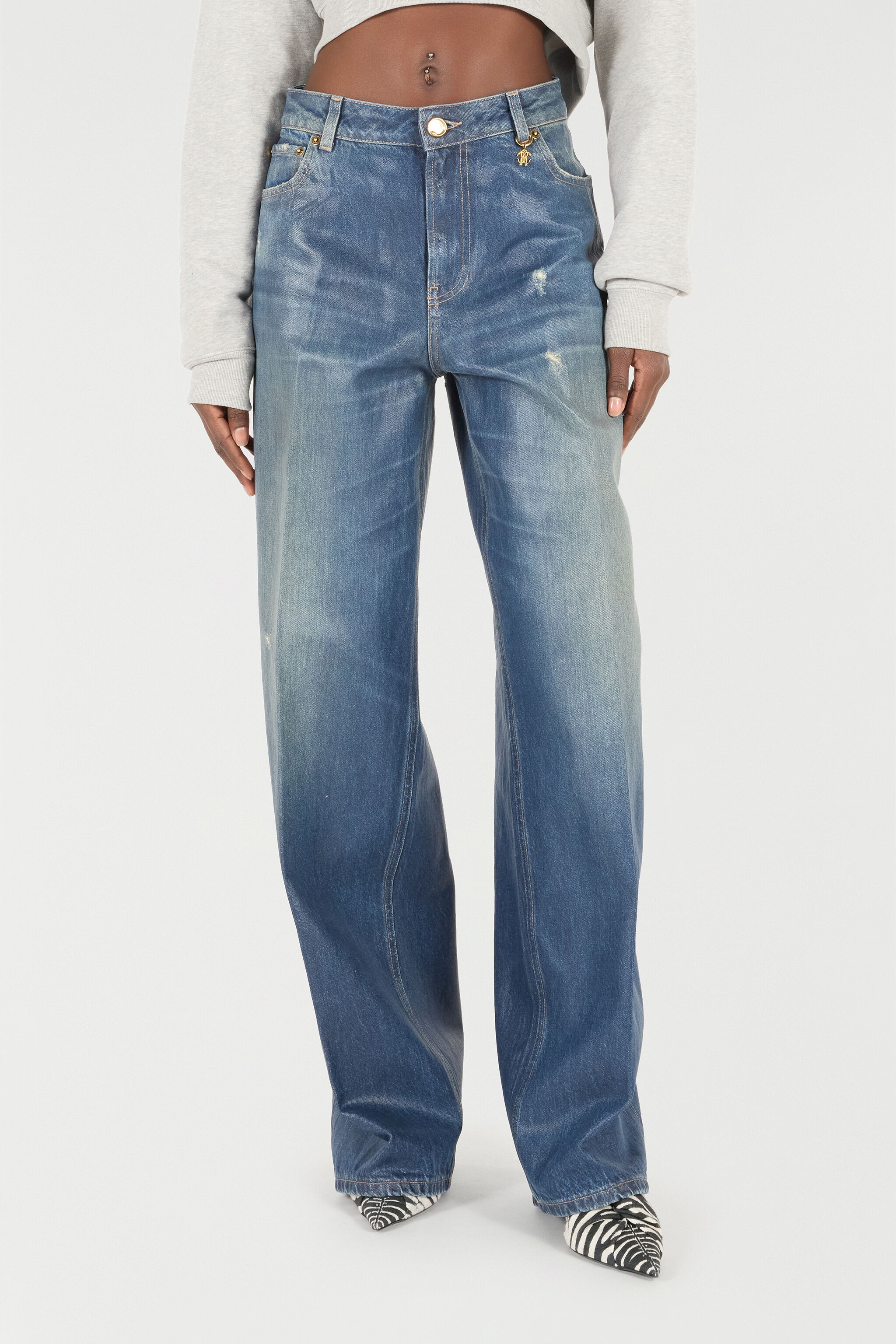 Jeans With Mirror Snake Monogram Charm - 3