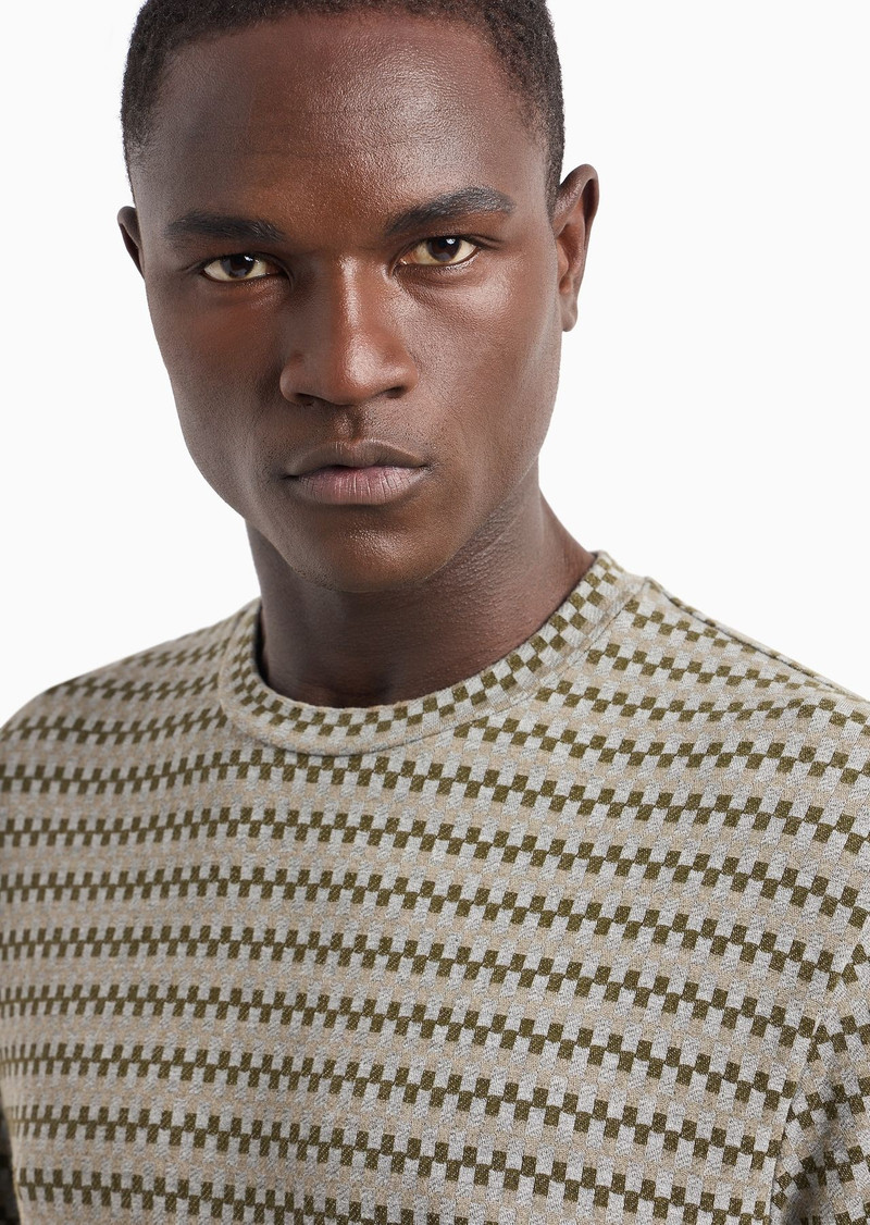 Stretch viscose jacquard jersey crew-neck T-shirt 9