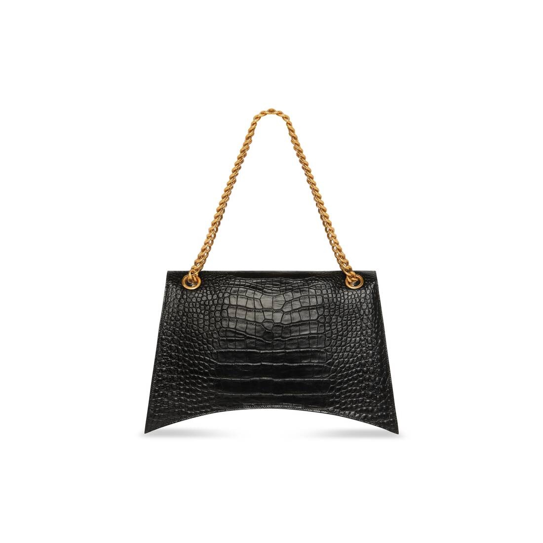 Women's Crush Large Chain Bag Crocodile Embossed  in Black - 4