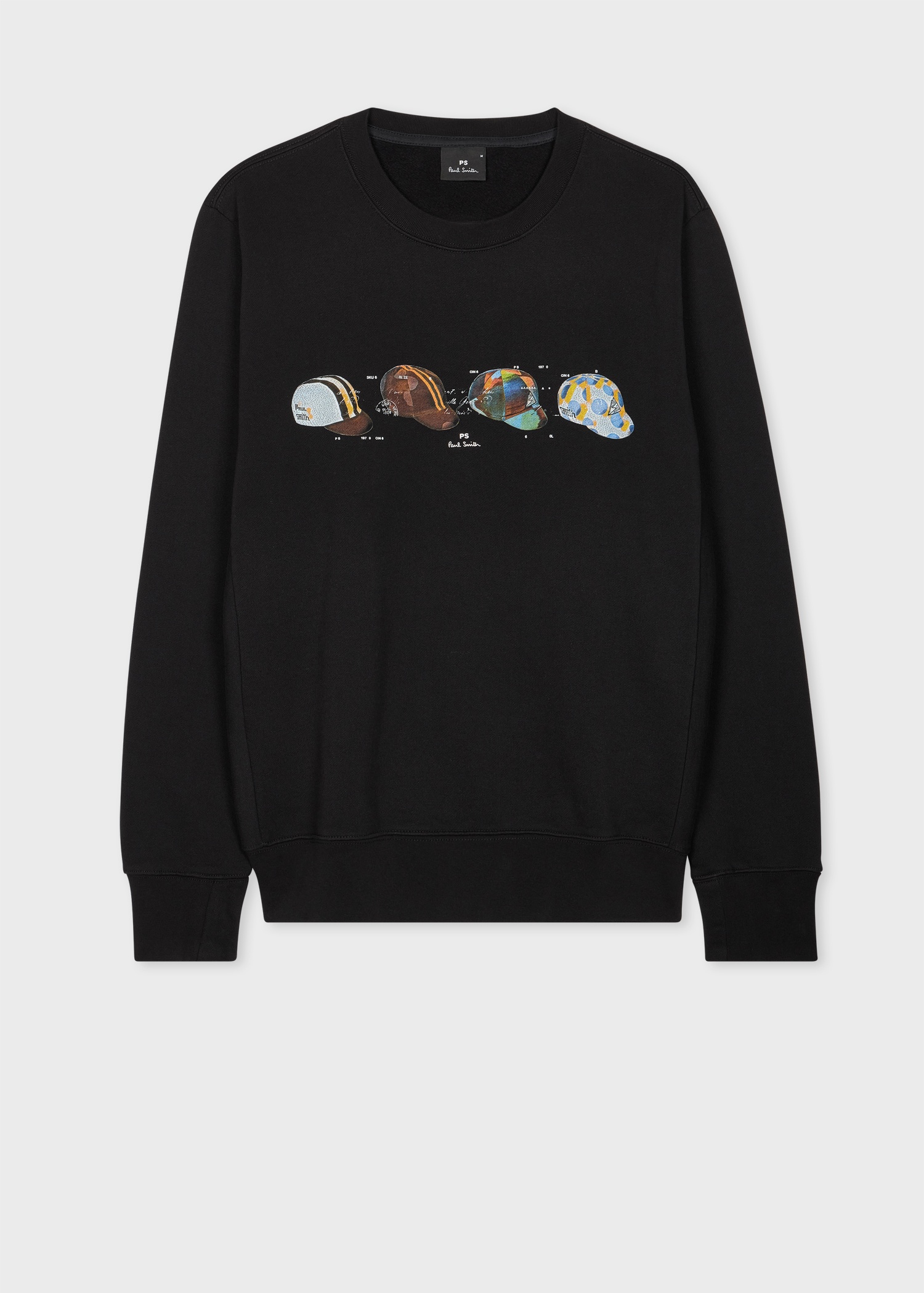 Black Organic Cotton 'Cycling Caps' Print Sweatshirt - 1