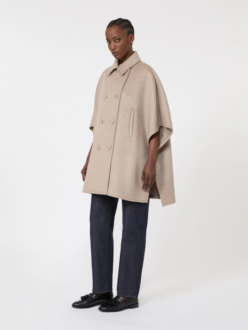 FARAONE Lightweight cashmere broadcloth cape - TAWNY BRONZE BROWN 10