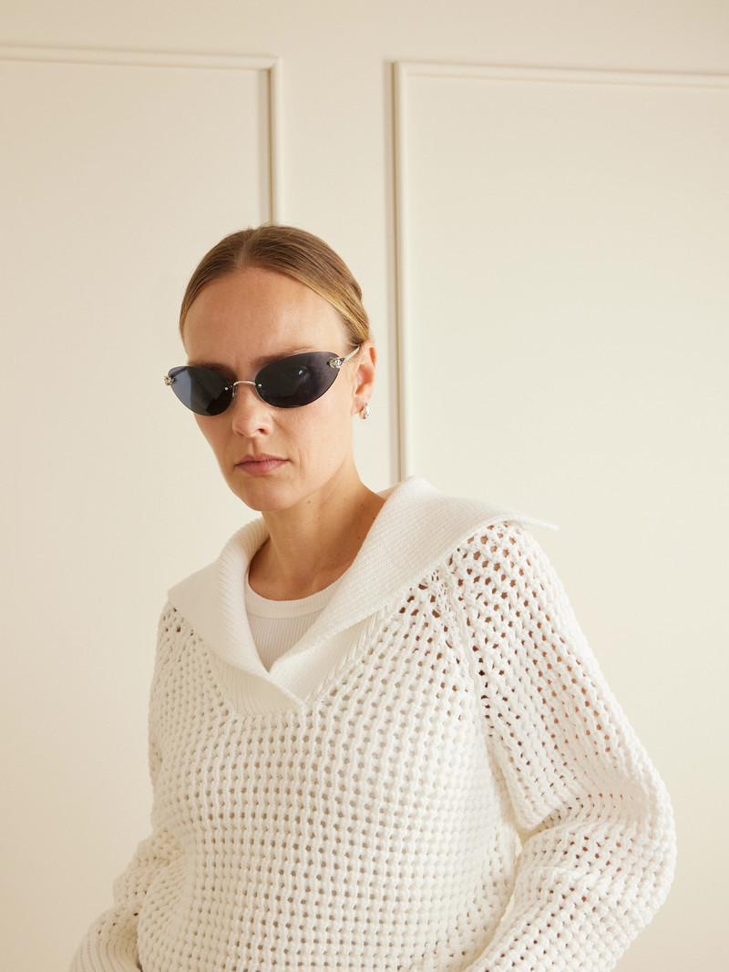 Cartier Panthère De Cartier Rimless Cat-eye Silver-tone Sunglasses outlook