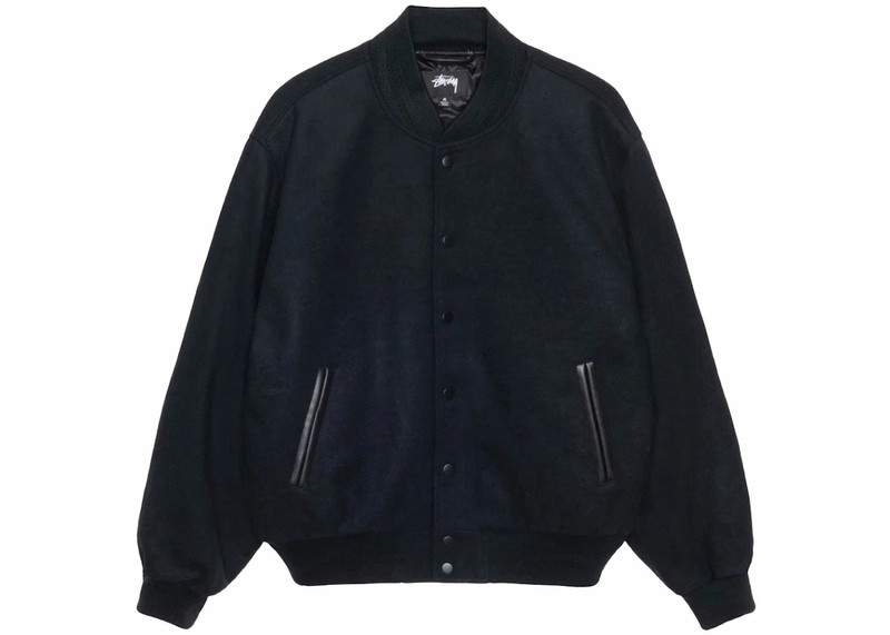 Stussy Sport Melton Varsity Jacket Black - 1