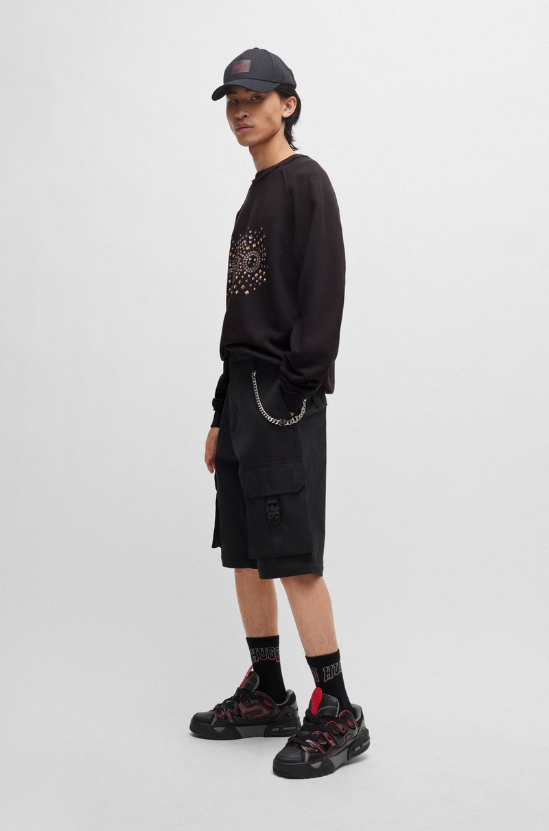HUGO COTTON-TERRY SWEATSHIRT WITH STUD-EFFECT LOGO ARTWORK outlook