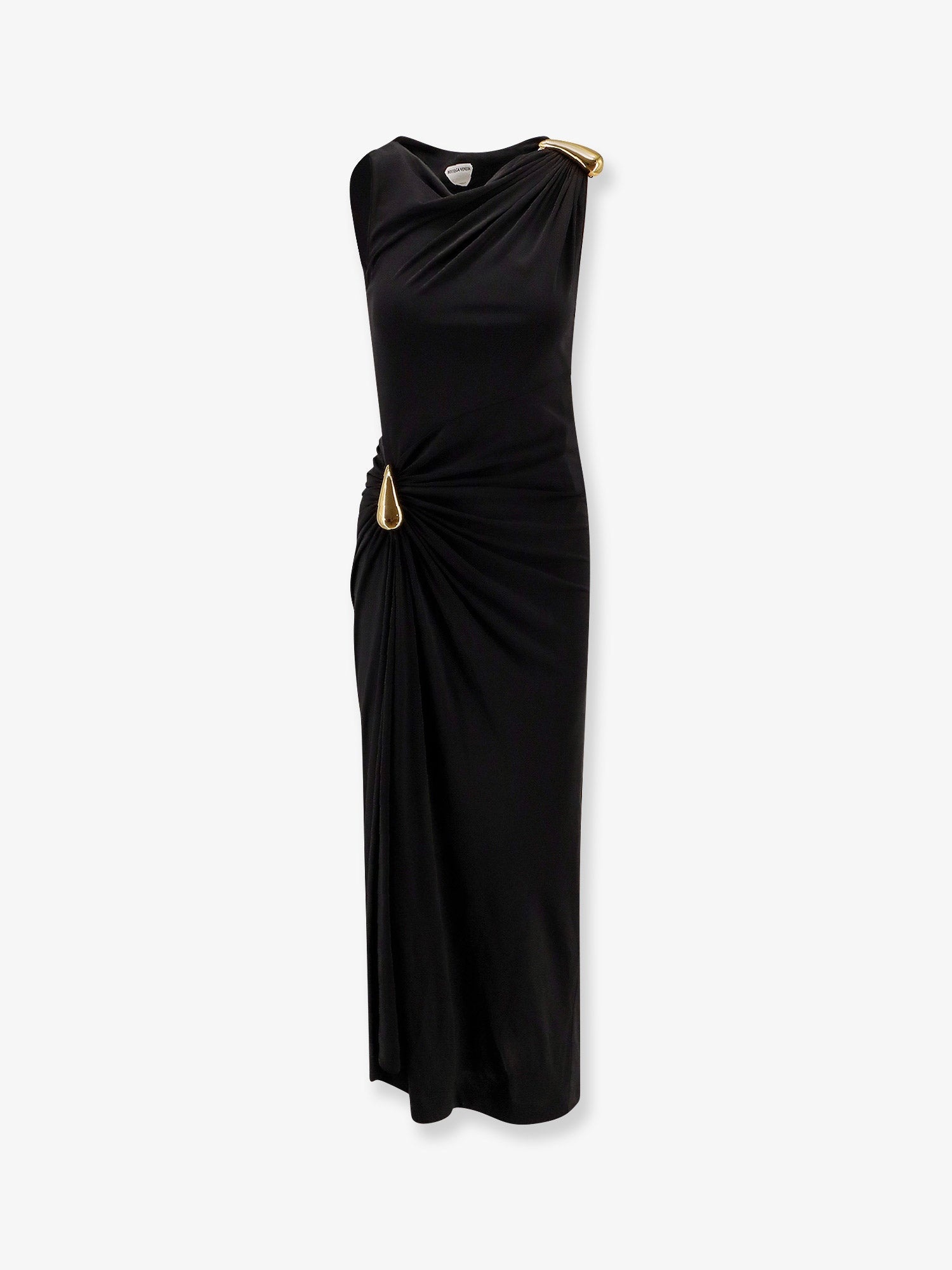 Bottega Veneta Viscose Long Dress With Gold Metal Details - 1