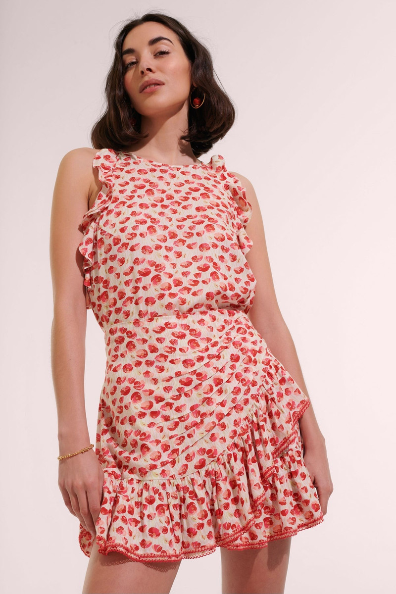 Poupette St Barth Mini Skirt Mabelle - White Red Alamy outlook