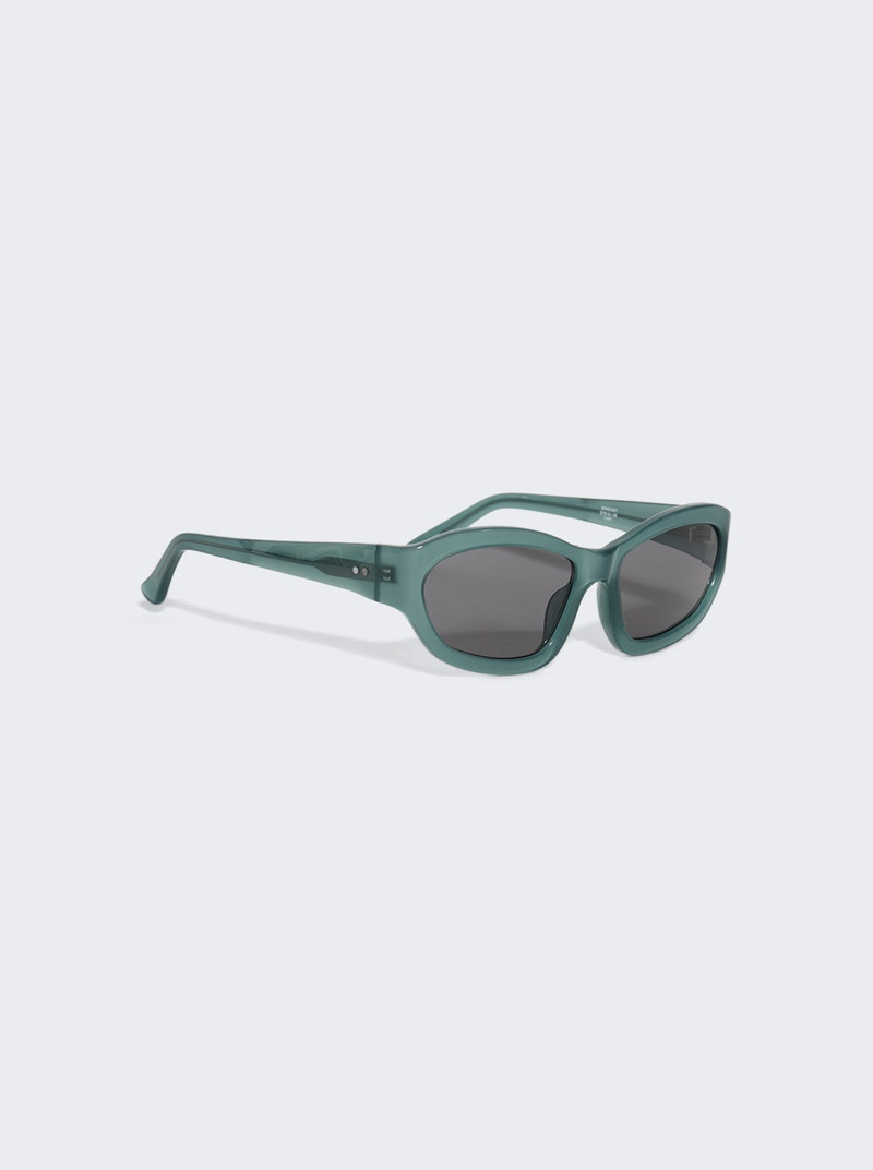 Dries Van Noten Wrap Sunglasses Teal And Silver outlook