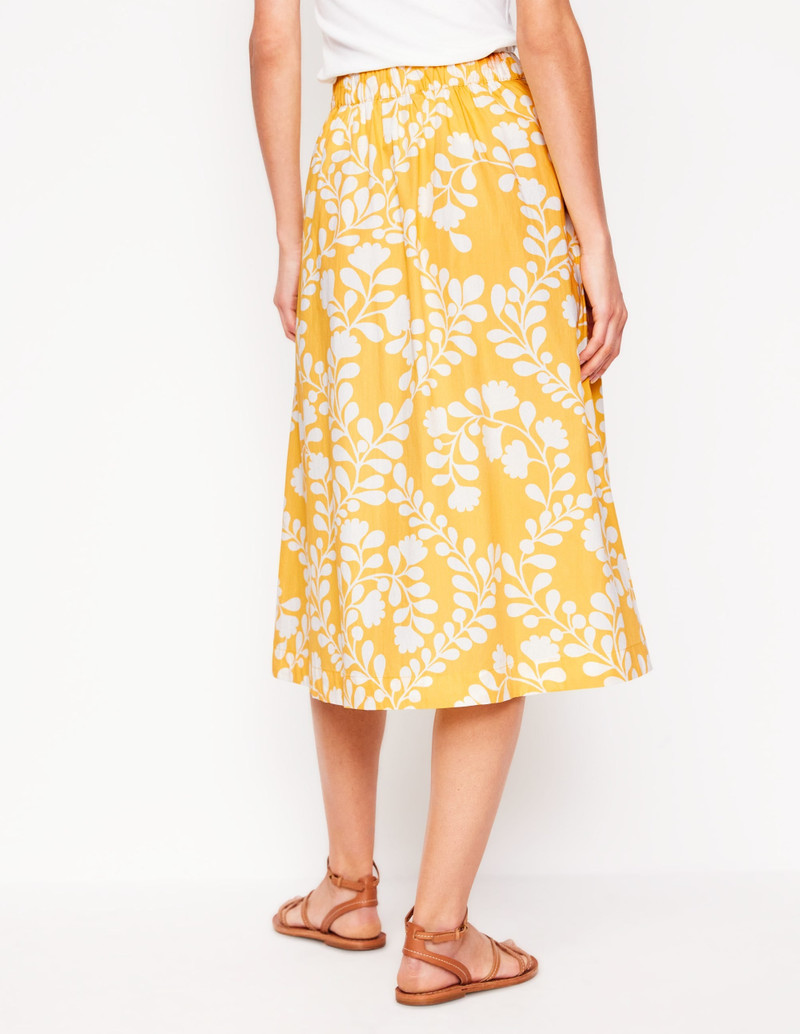 Hattie Poplin Midi Skirt-Yellow, Vine Silhouette 4