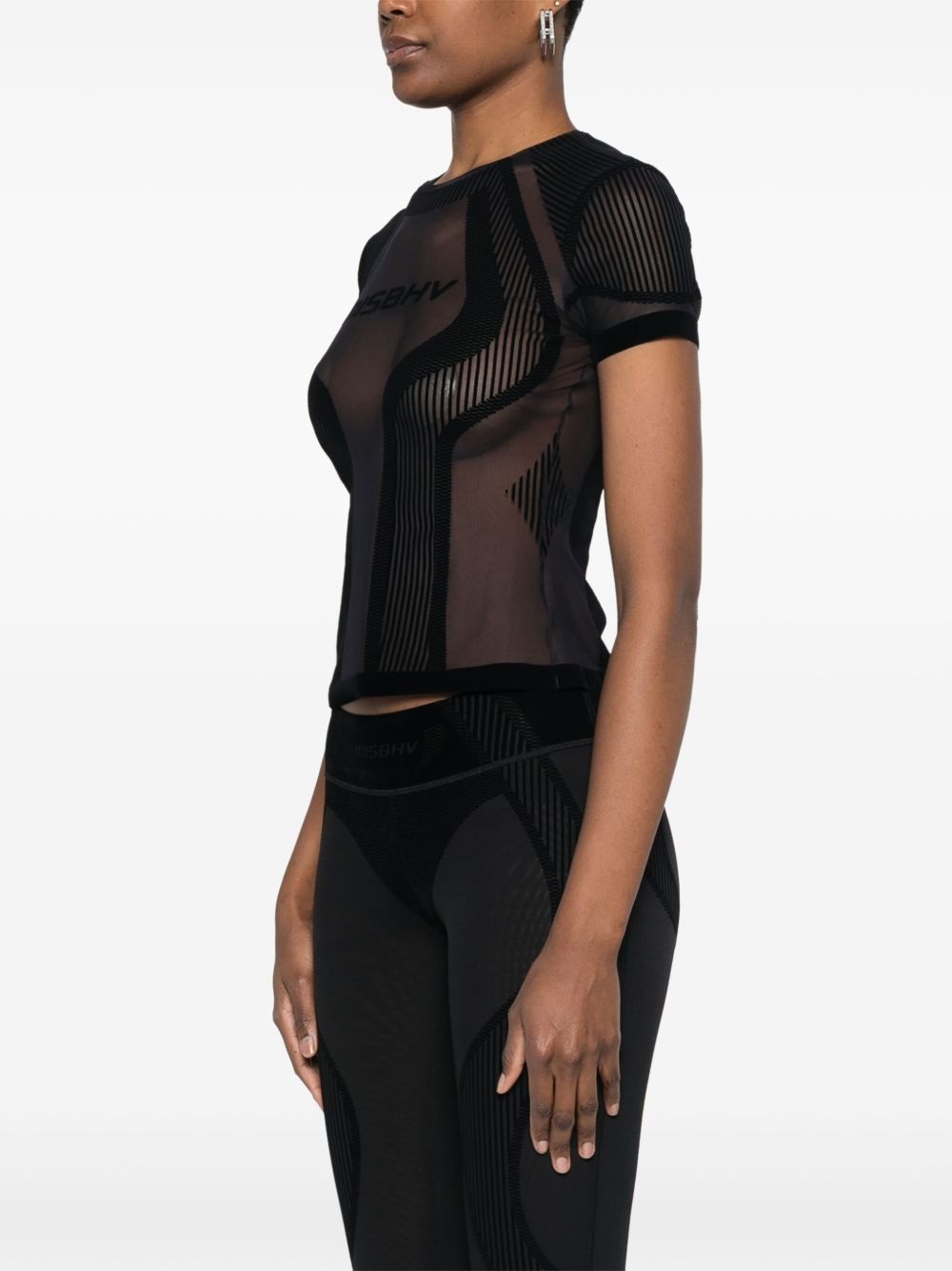 flocked mesh T-shirt - 3