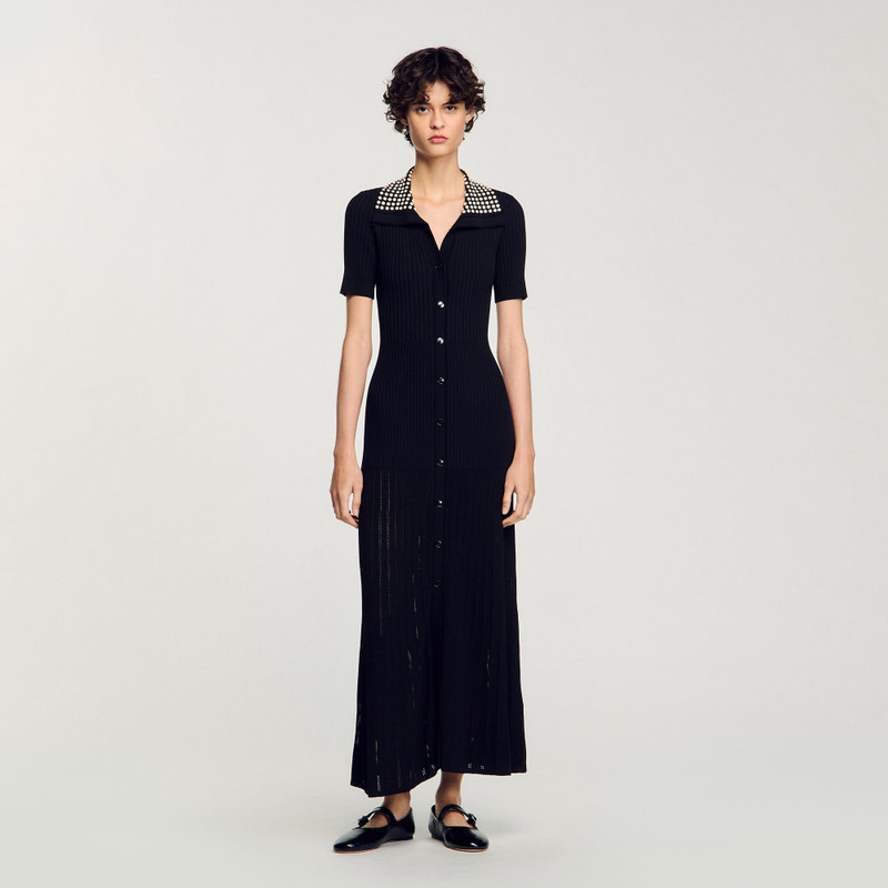 Sandro KNIT MAXI DRESS WITH STUDS outlook