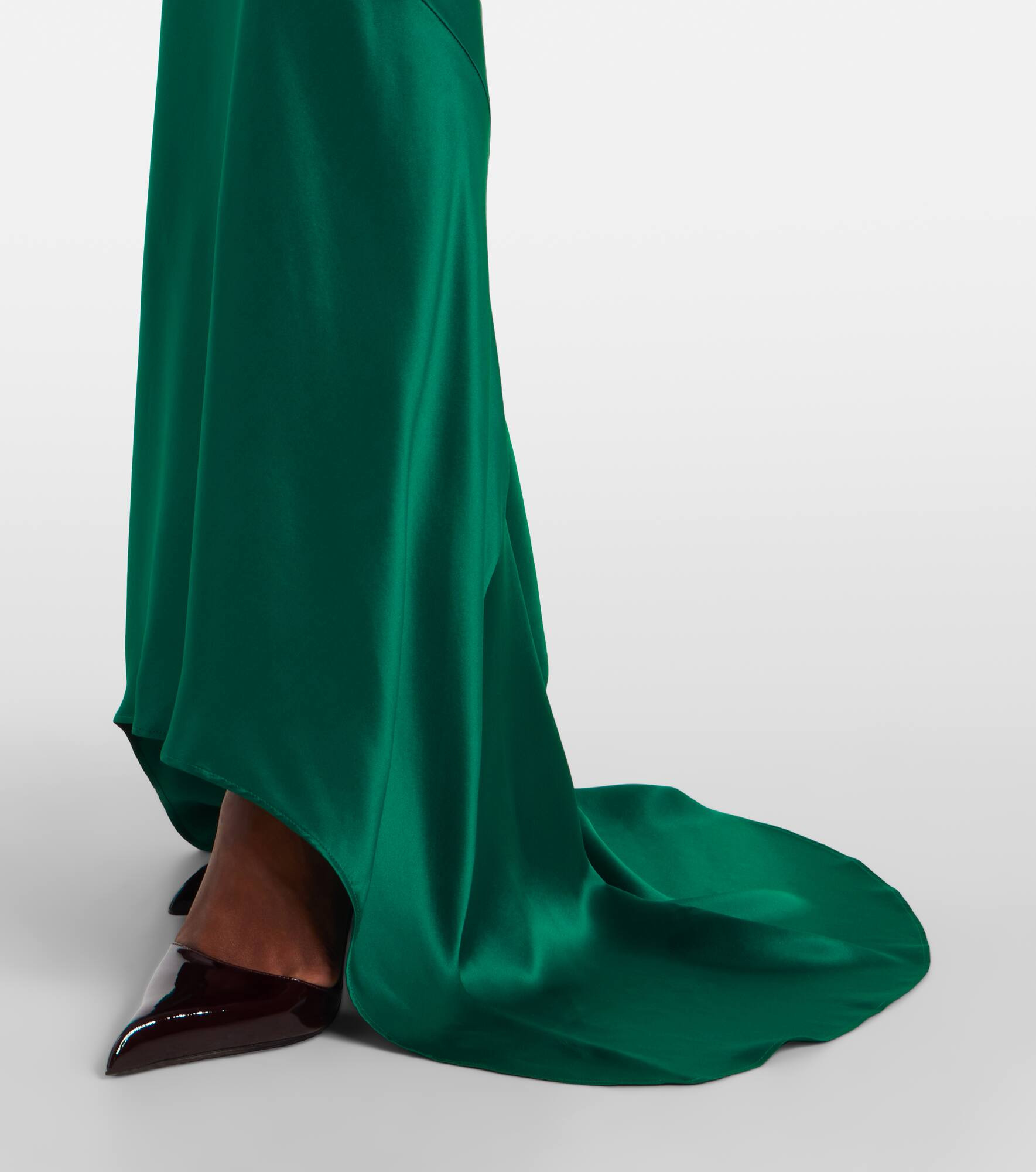 Asymmetric silk satin maxi skirt - 5