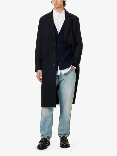Valentino Rockstud-embellished notched-lapel wool coat outlook