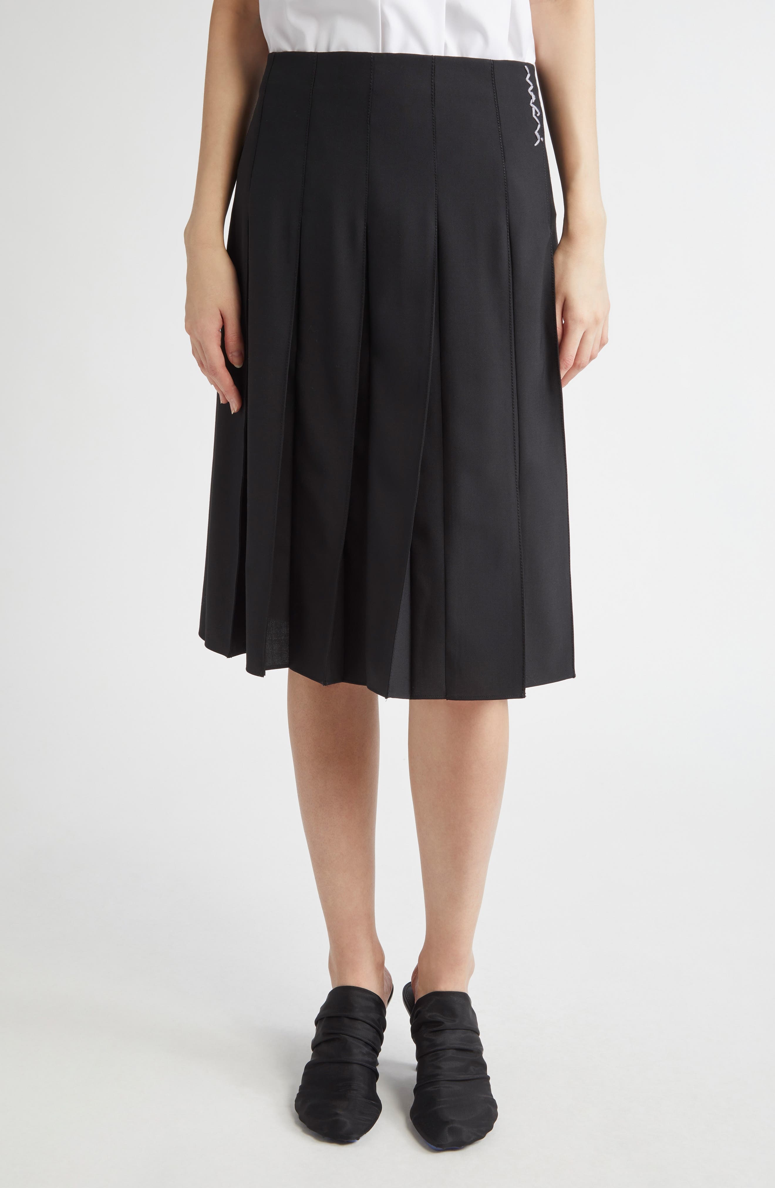 Marni Pleated Front Skirt in Black at Nordstrom - 1
