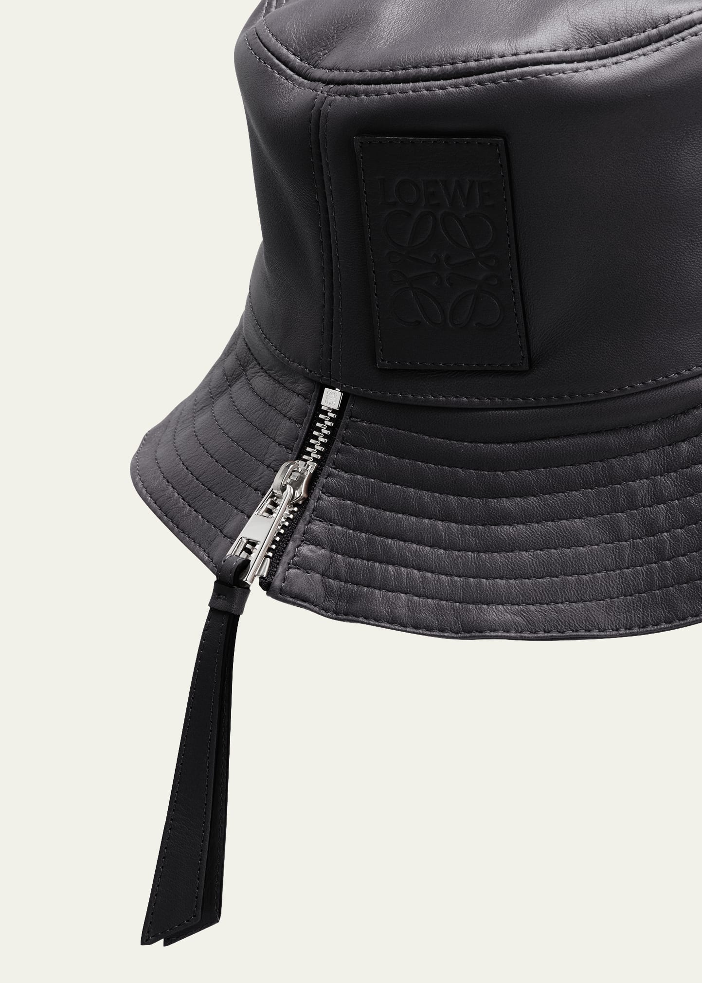 Fisherman Zip Leather Bucket Hat - 2