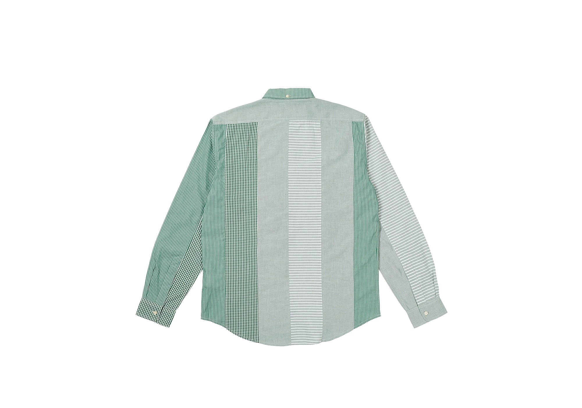 PATCHWORK STRIPE SHIRT GREEN - 2