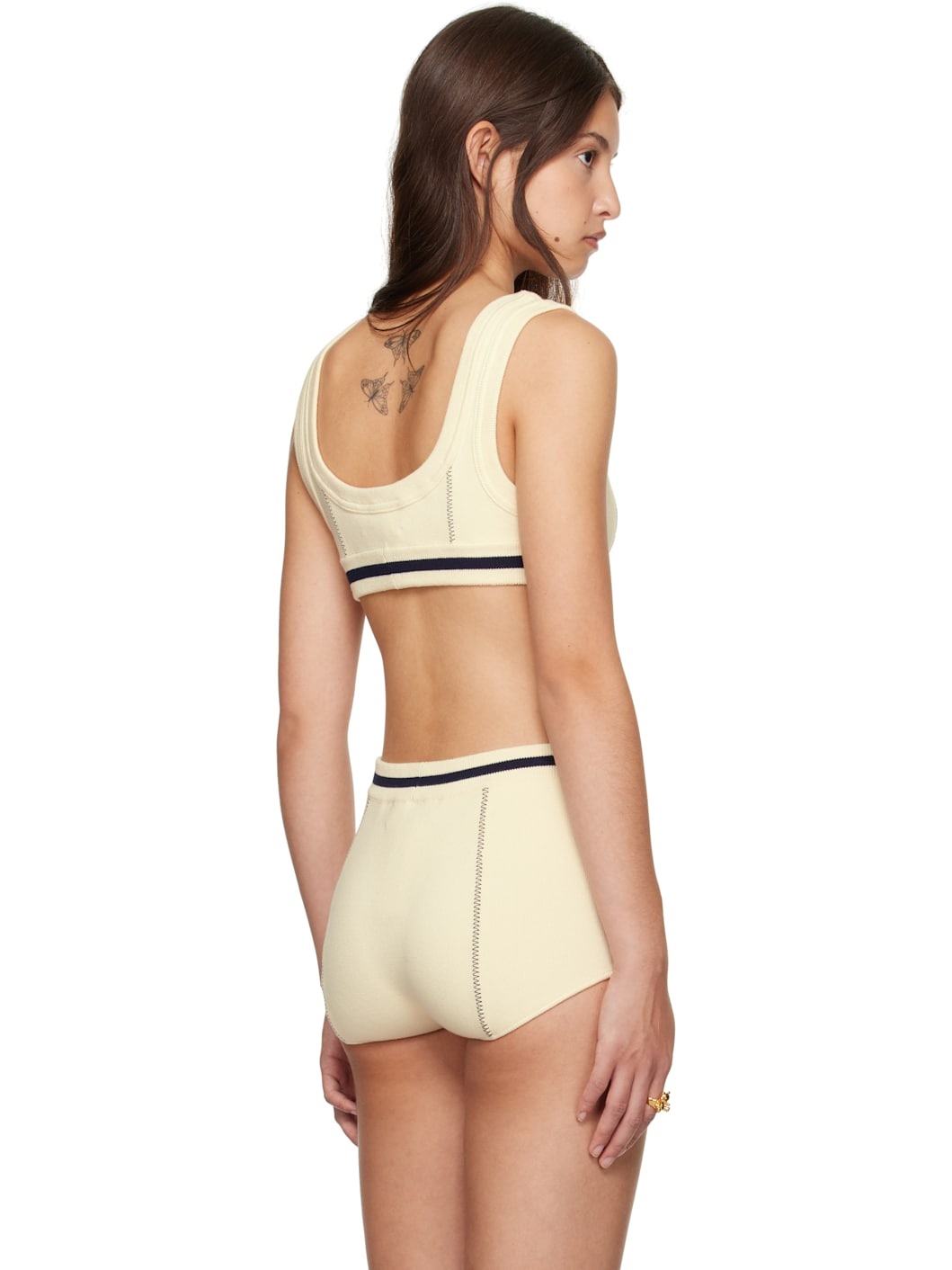 Off-White Contrast Stitch Bra Top - 3