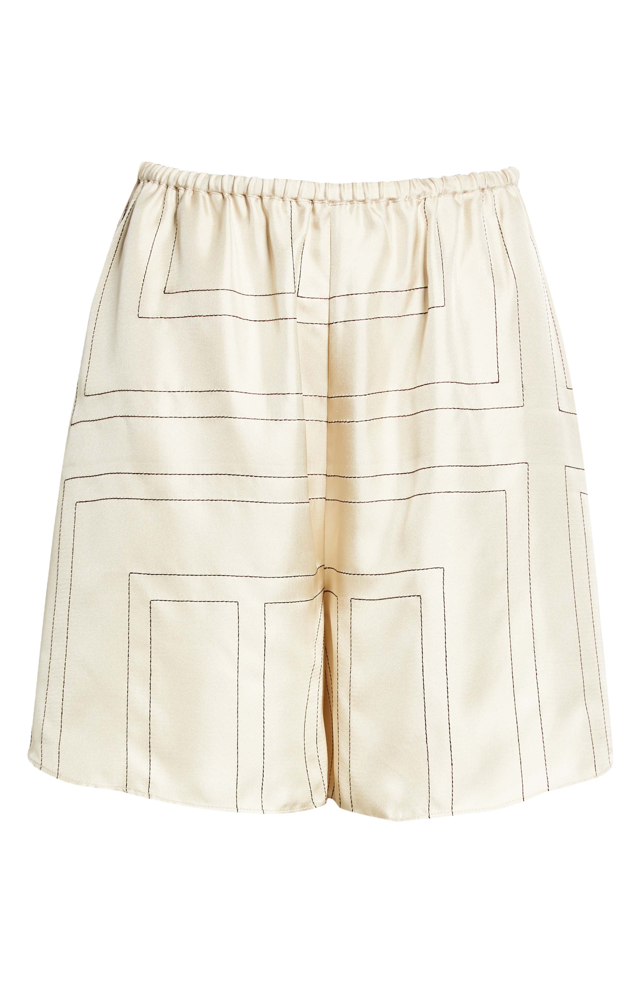 TOTEME Monogram Pull-On Silk Shorts in Ivory Monogram at Nordstrom - 5