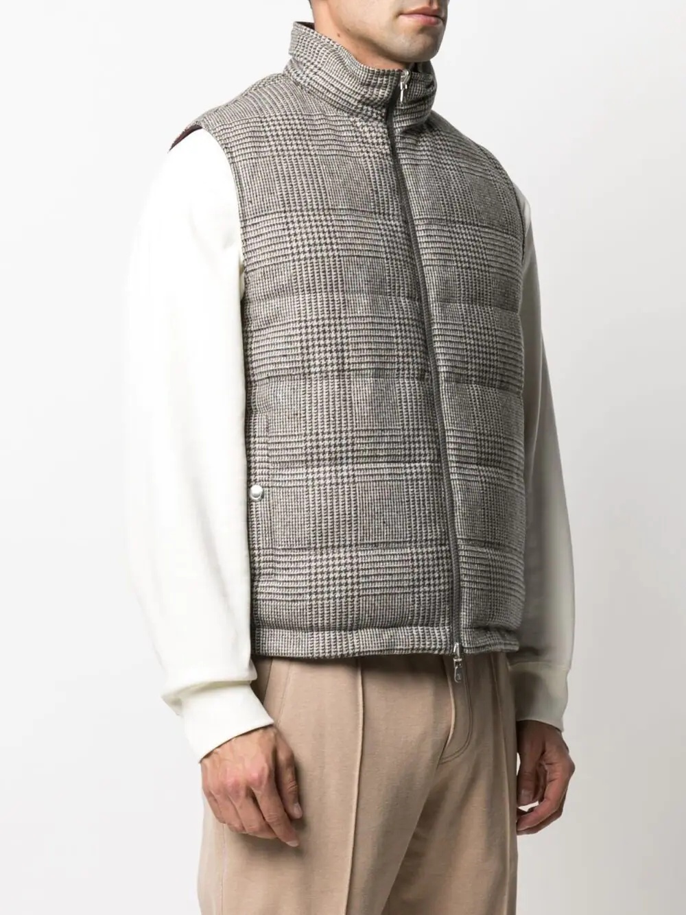 reversible checked padded gilet - 3