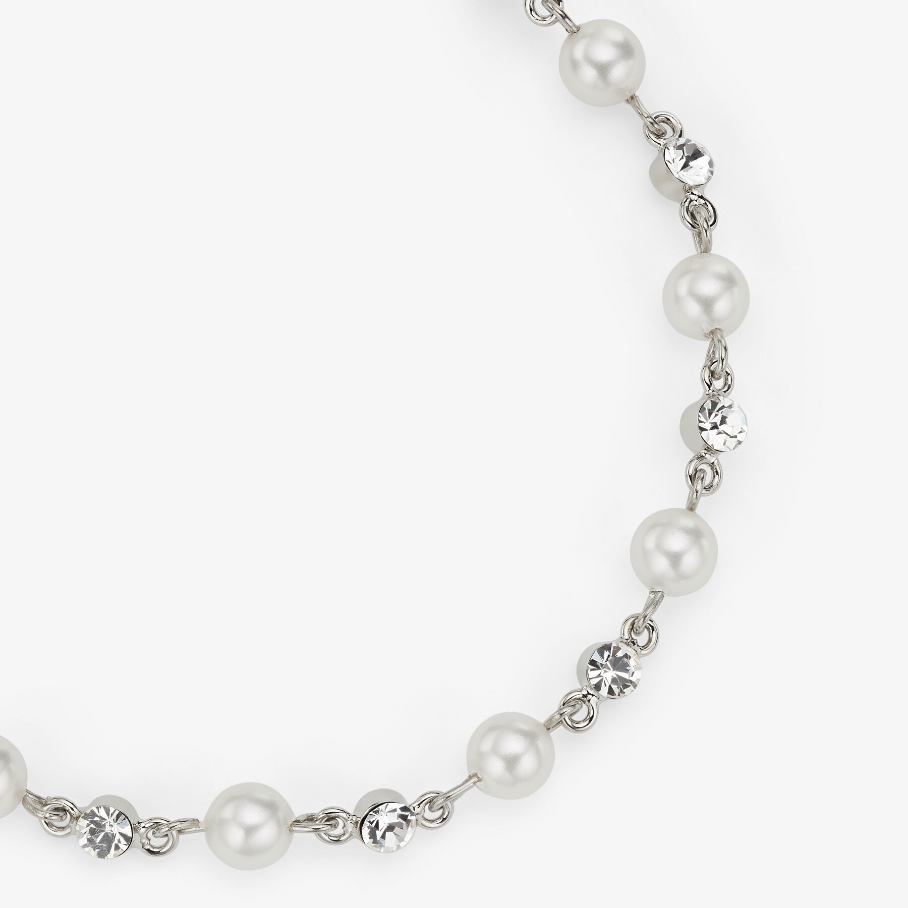 Pearl Crystal Anklet
Silver-Finish Metal Anklet with Pearl, Crystal and JC Monogram Charms - 4