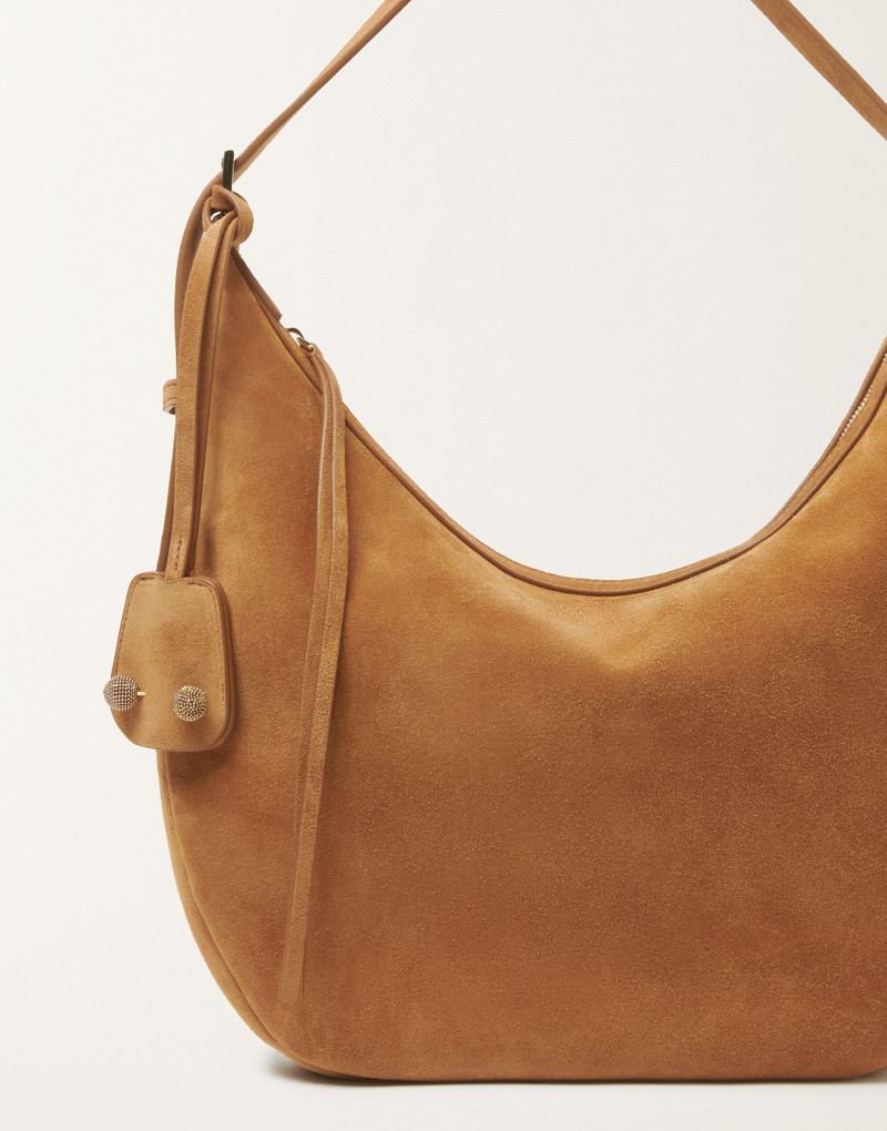 Suede and wicker hobo bag 5
