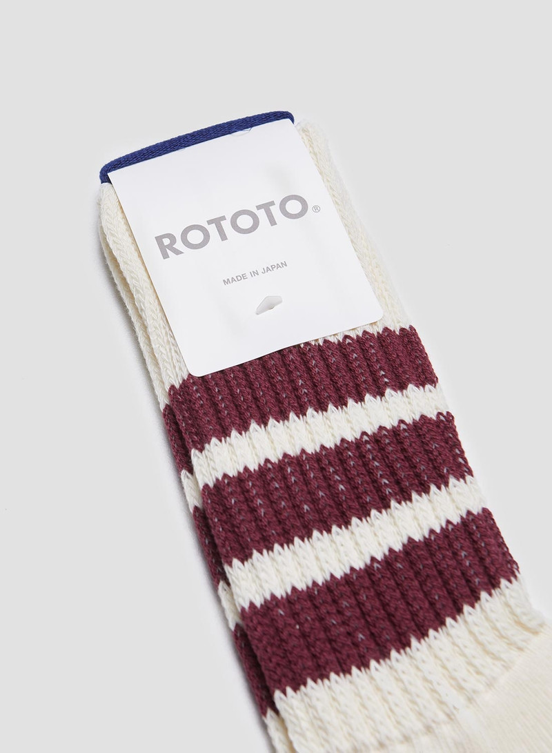 Nigel Cabourn Rototo Coarse Ribbed Oldschool Crew Sock in Bordeaux outlook
