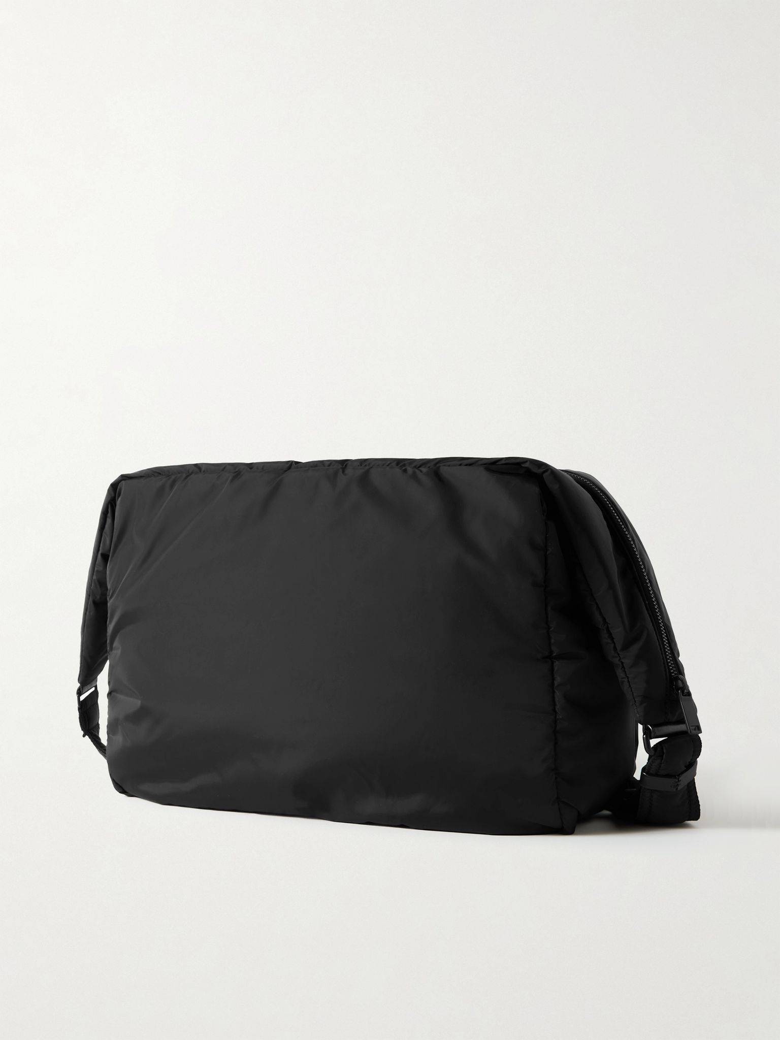 Leather-Trimmed Padded Shell Messenger Bag Black - 3