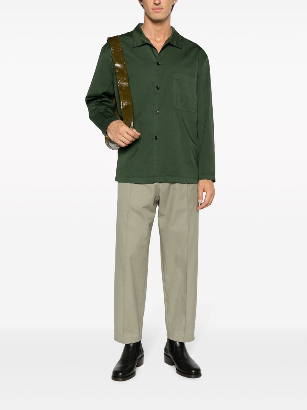 stand-up collar cotton shirt - 2