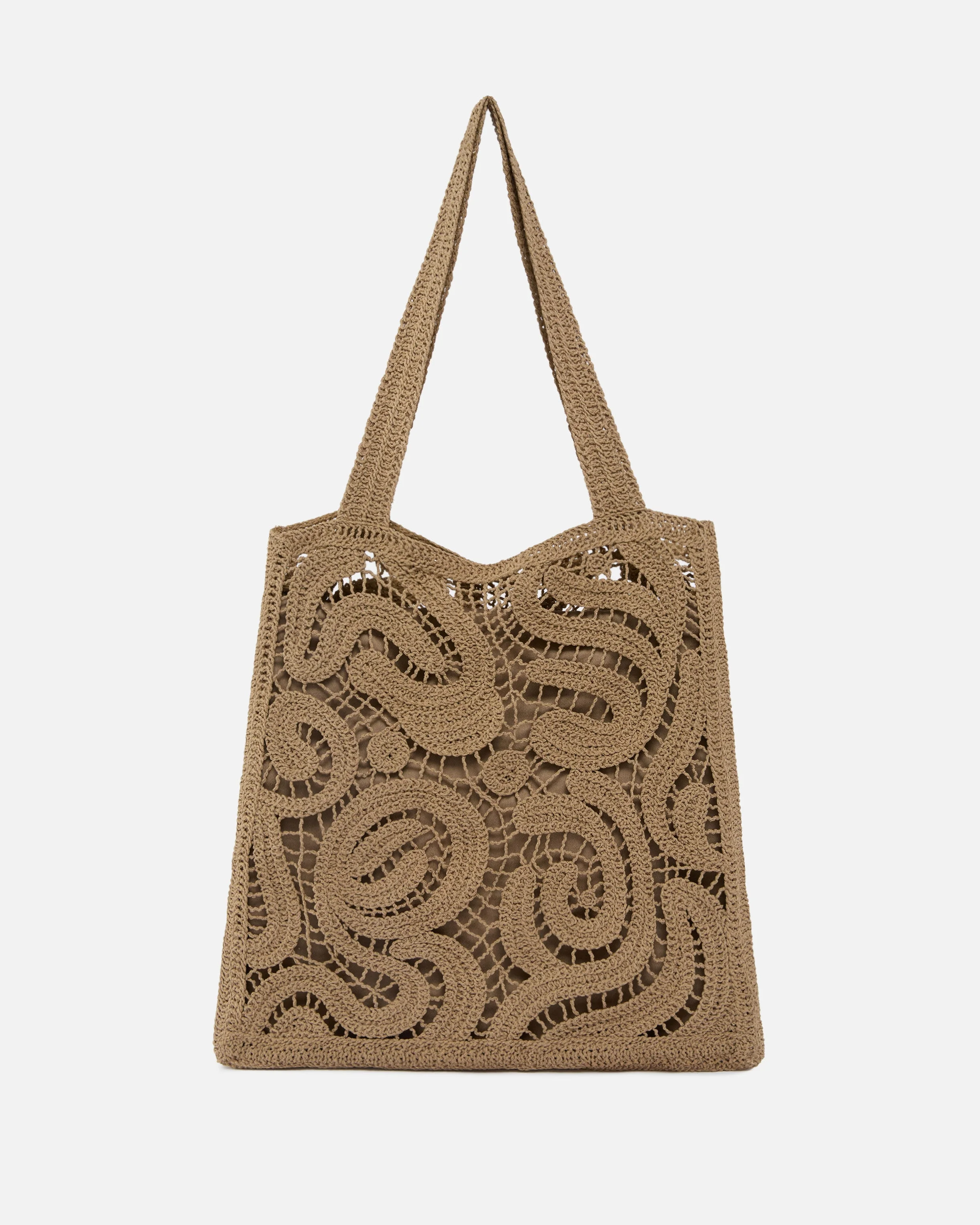 MEDIUM SHOPPER BAG IN GEOMETRIC CROCHETED FABRIC - 1
