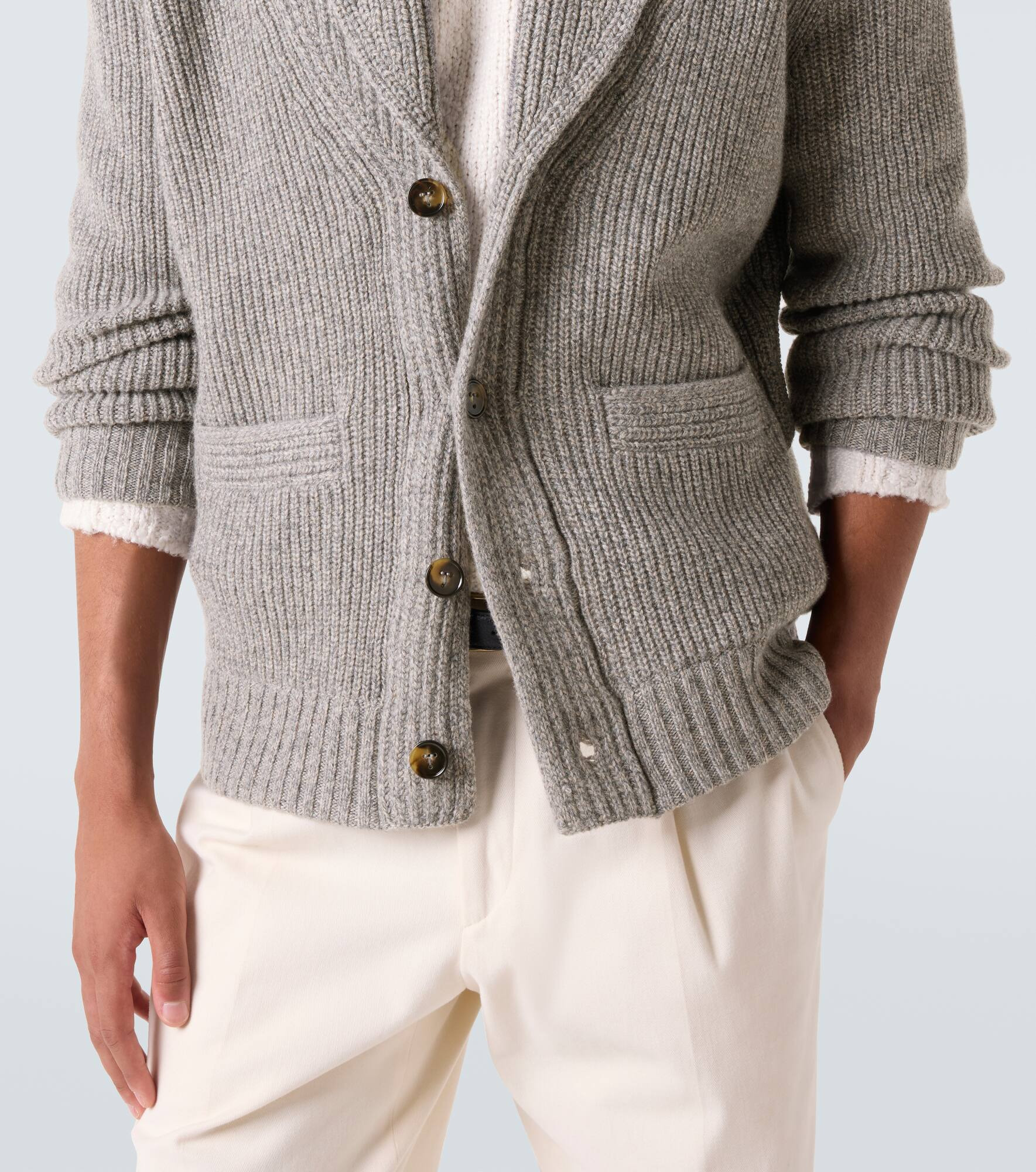 Ribbed-knit wool and cashmere cardigan - 7