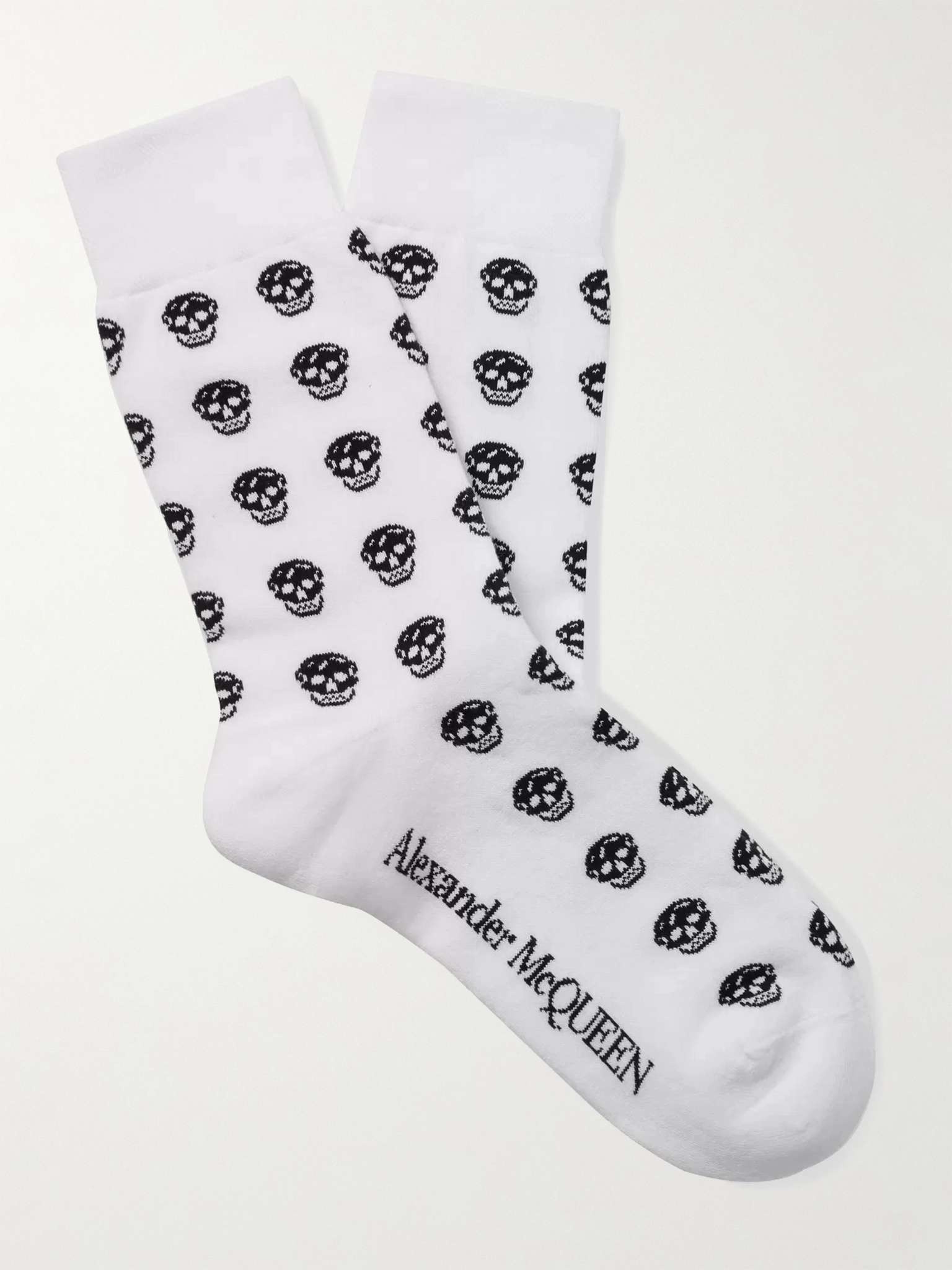 Skull-Intarsia Cotton-Blend Socks - 1