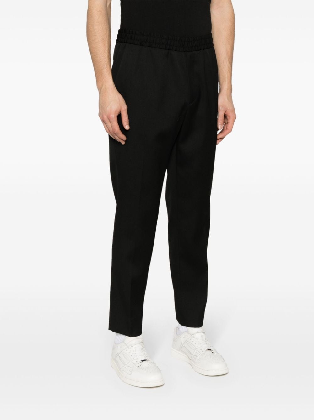 logo-plaque virgin wool trousers - 3