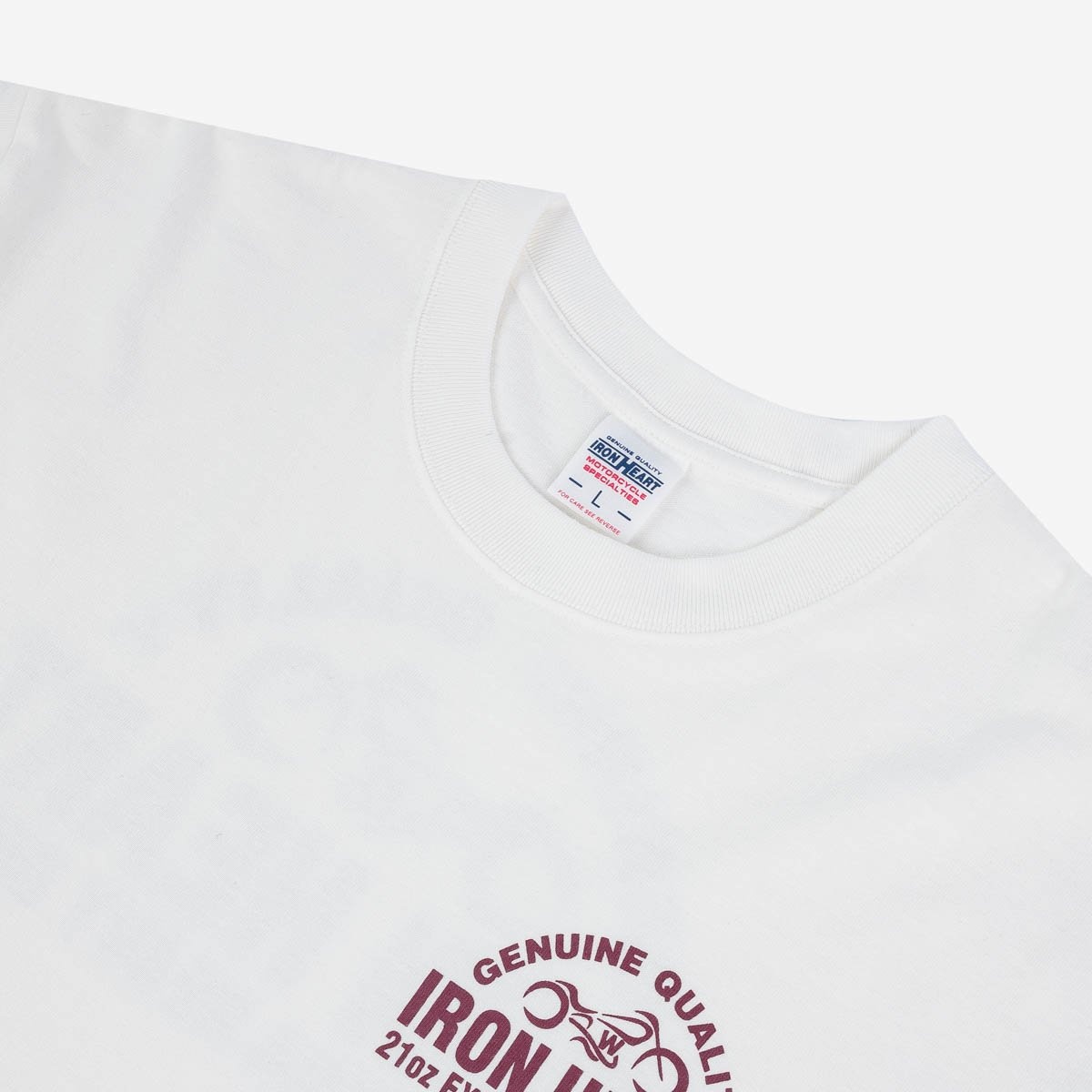 IHTL-2302-WHT 7.5oz Printed Loopwheel Crew Neck Long Sleeved T-Shirt - White - 7