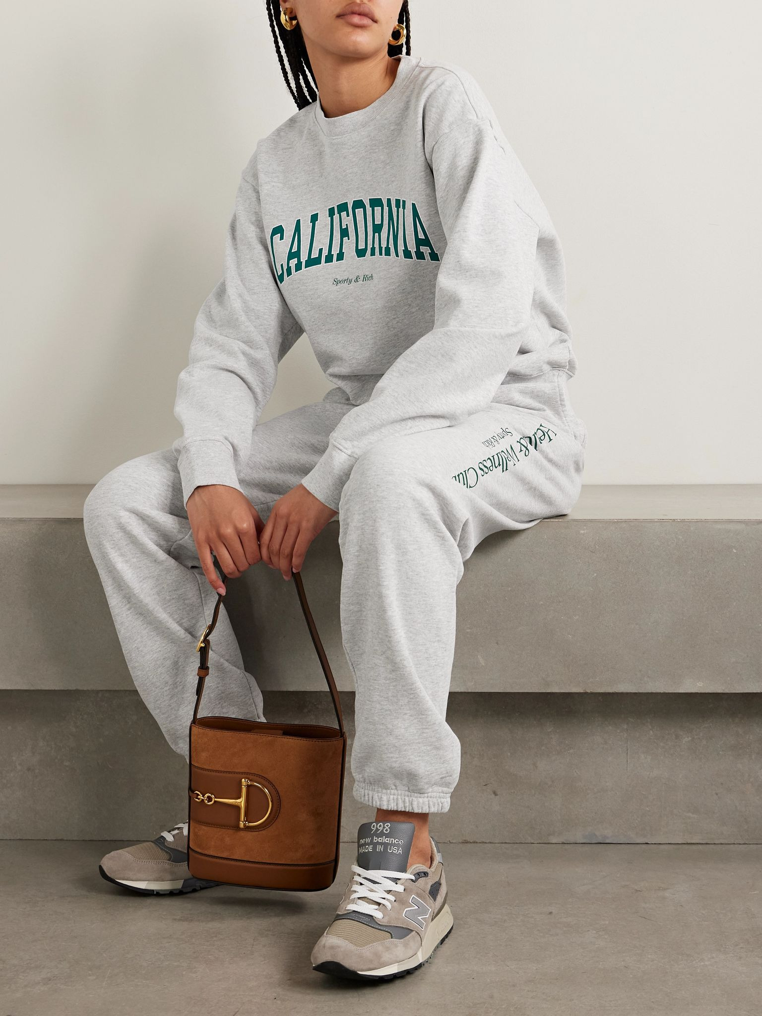 Printed cotton-blend jersey sweatshirt Light gray - 2