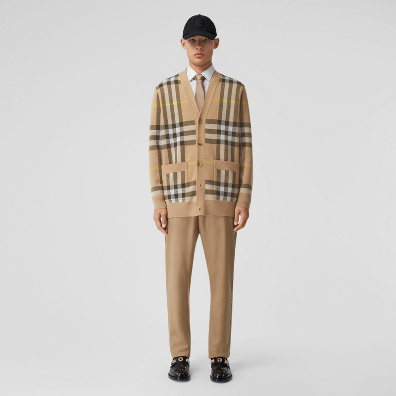 Burberry Check Wool Cashmere Jacquard Cardigan outlook