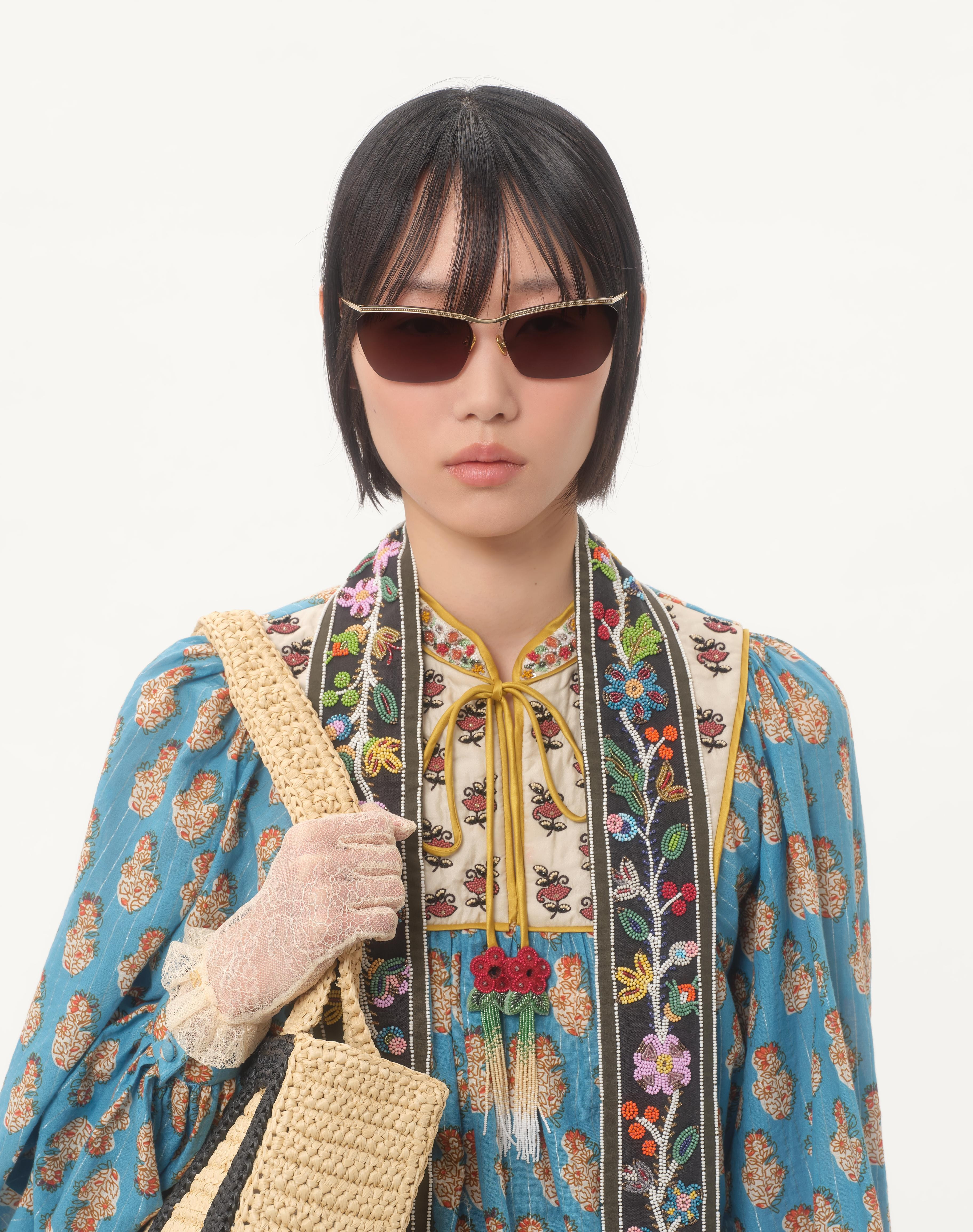 COTTON AND LUREX TOP WITH EMBROIDERED PETALES D'AMOUR PRINT - 4