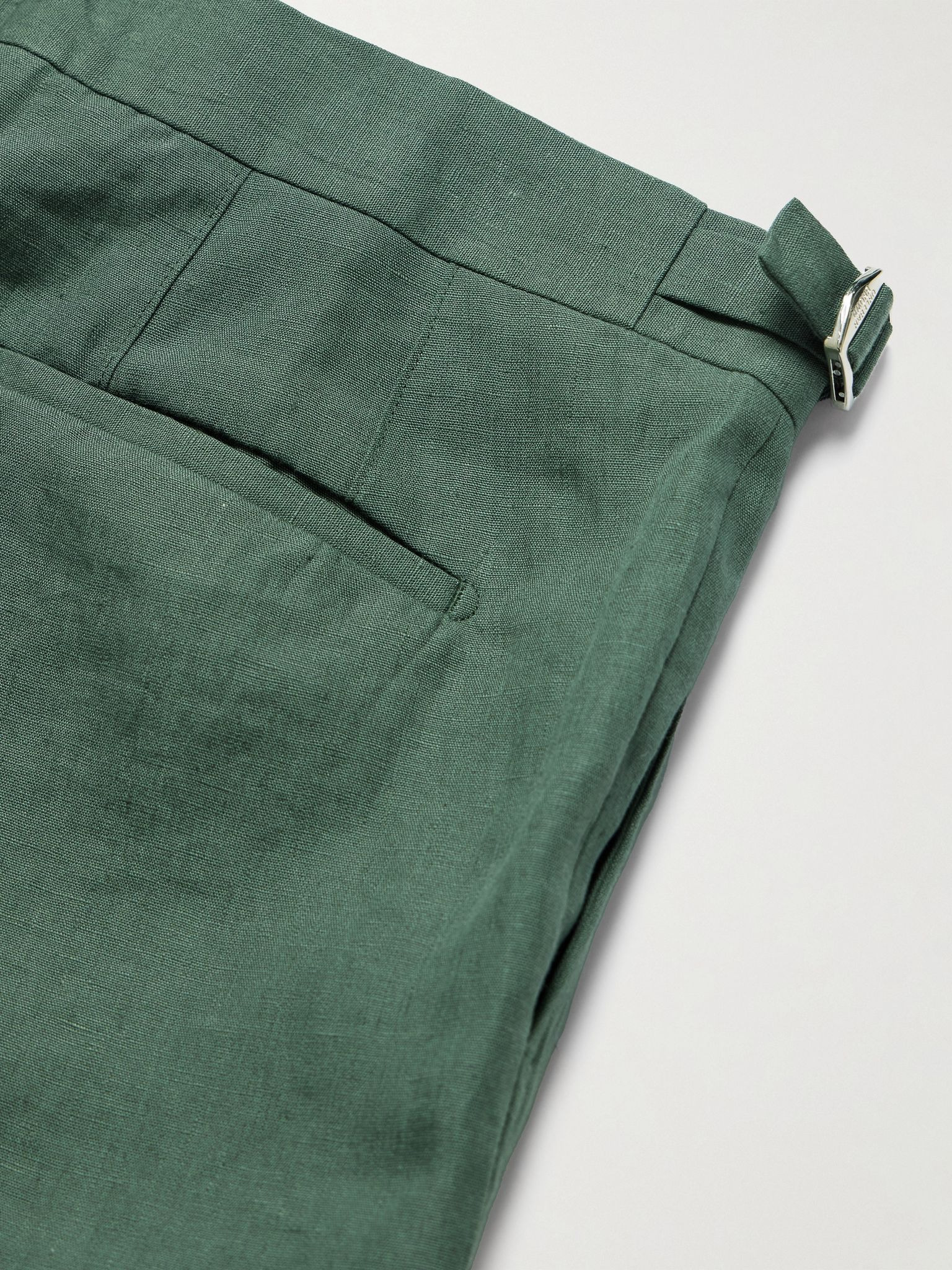 Griffon Tapered Linen Trousers Green - 5