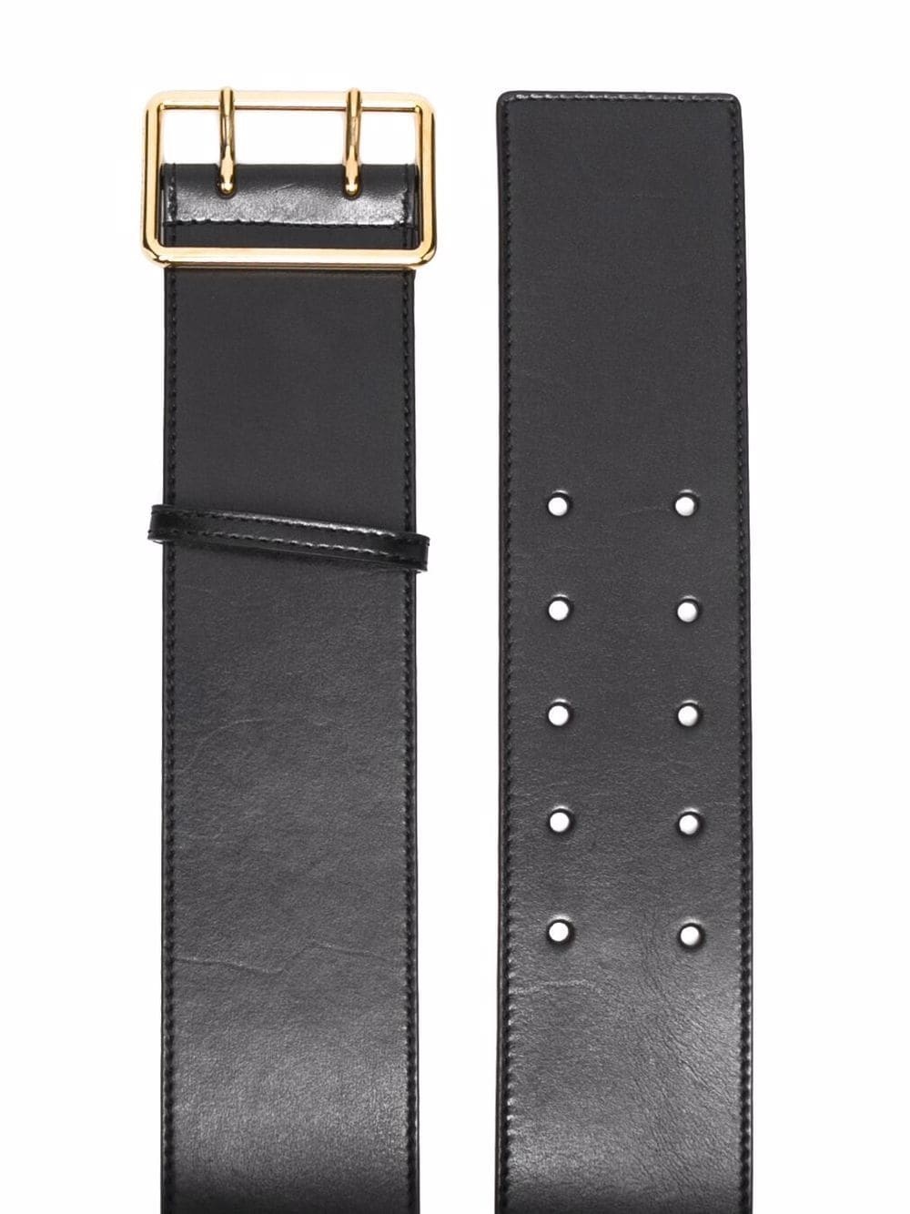 buckle-fastening leather belt - 2