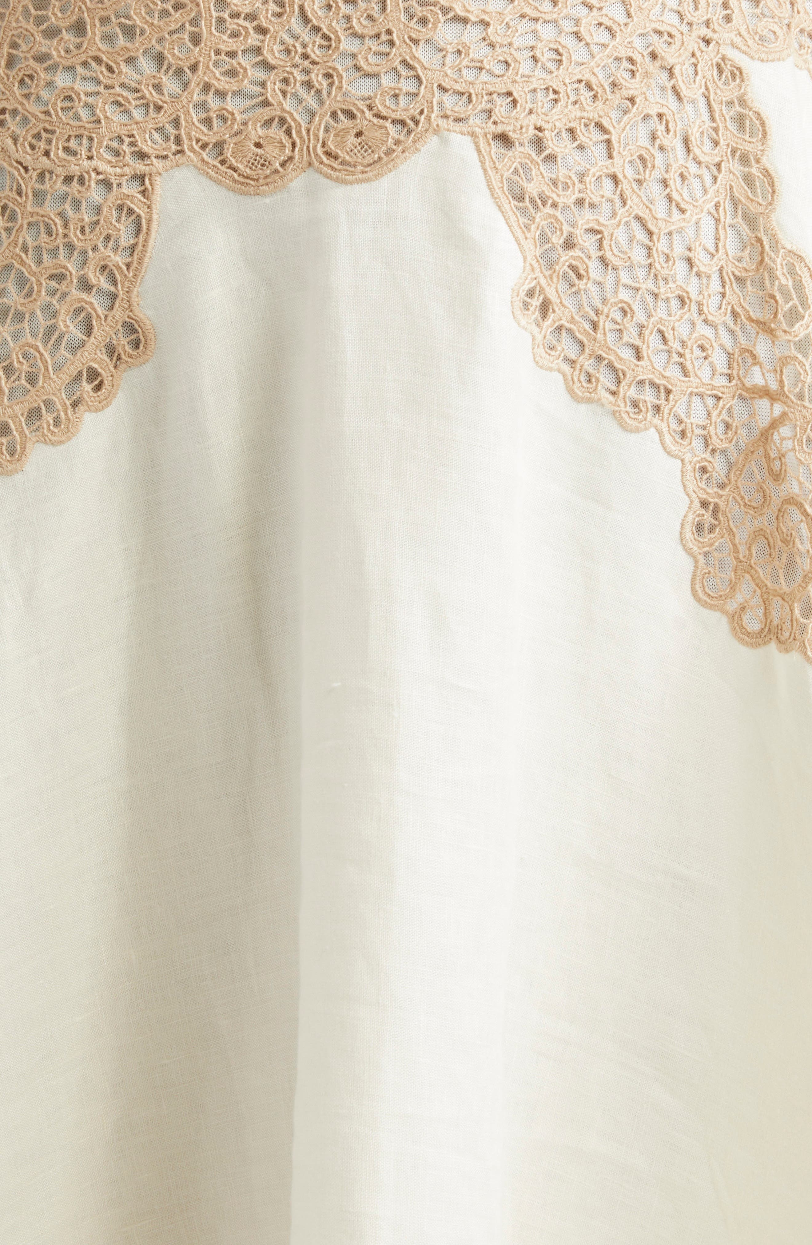 Ulla Johnson Arlette Lace Detail Handkerchief Hem Linen Dress in Travertine at Nordstrom - 6