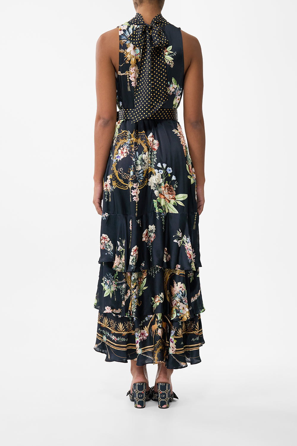 HIGHNECK TIERED RUFFLE HEM DRESS - 3