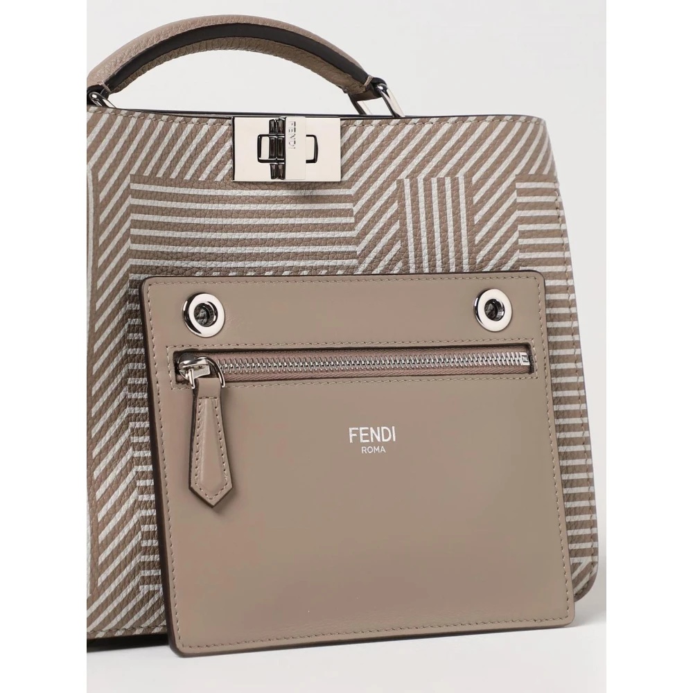 GRAINED LEATHER HANDBAG WITH MACRO FF SHADOW - 4